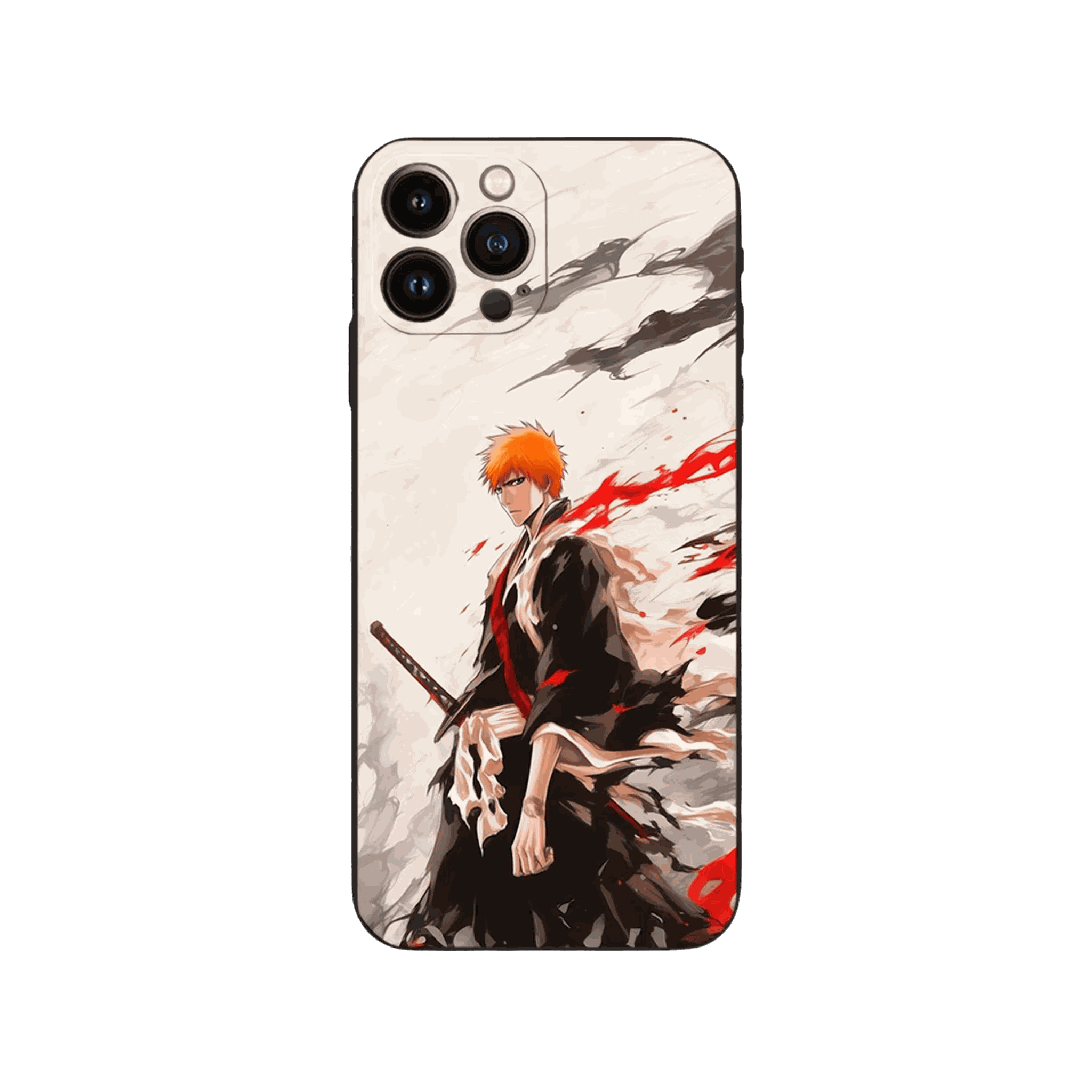 Coque iPhone Bleach – Ichigo à l'Encre, dominante crème et noir