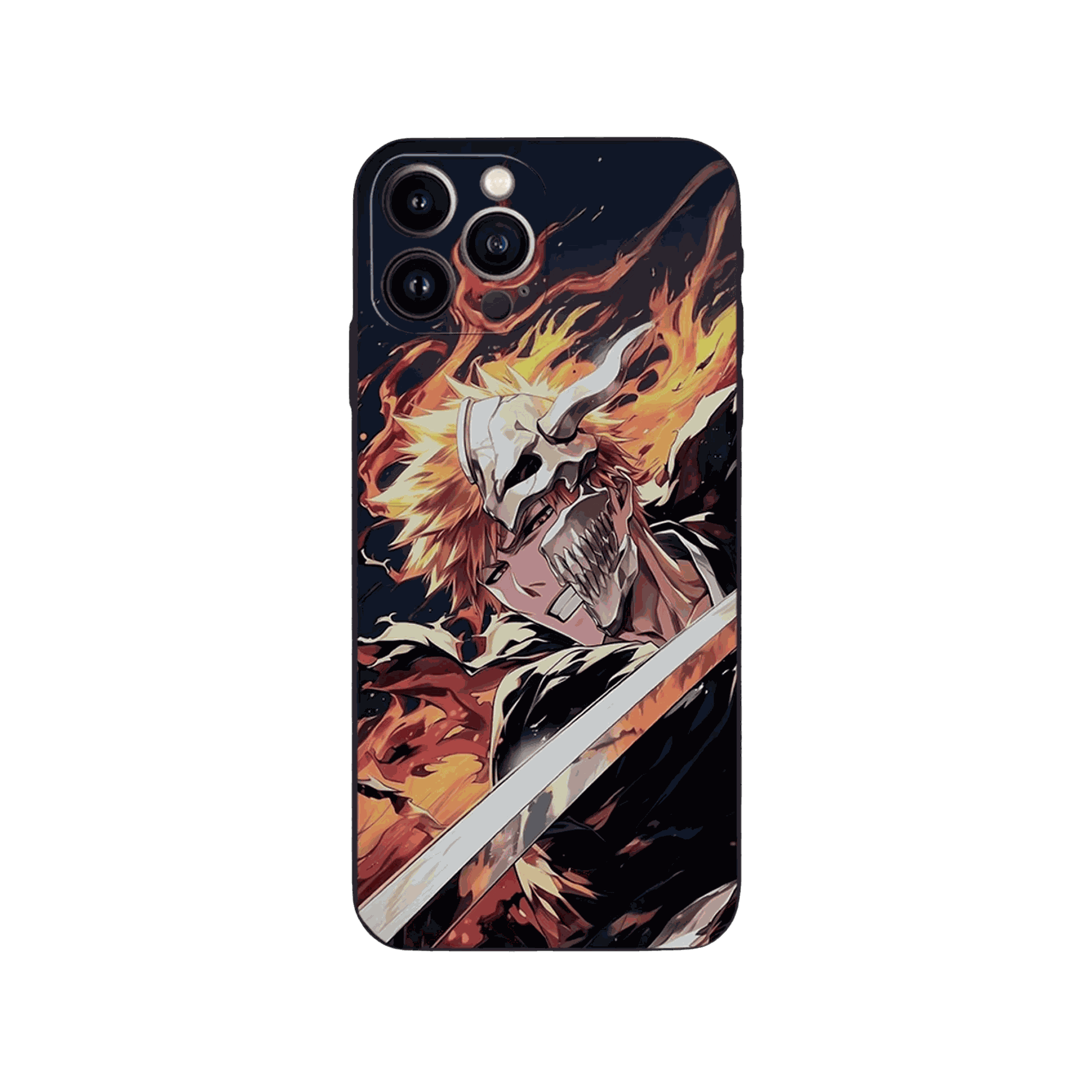 Coque iPhone Bleach – Ichigo, Masque Brisé, dominante noir