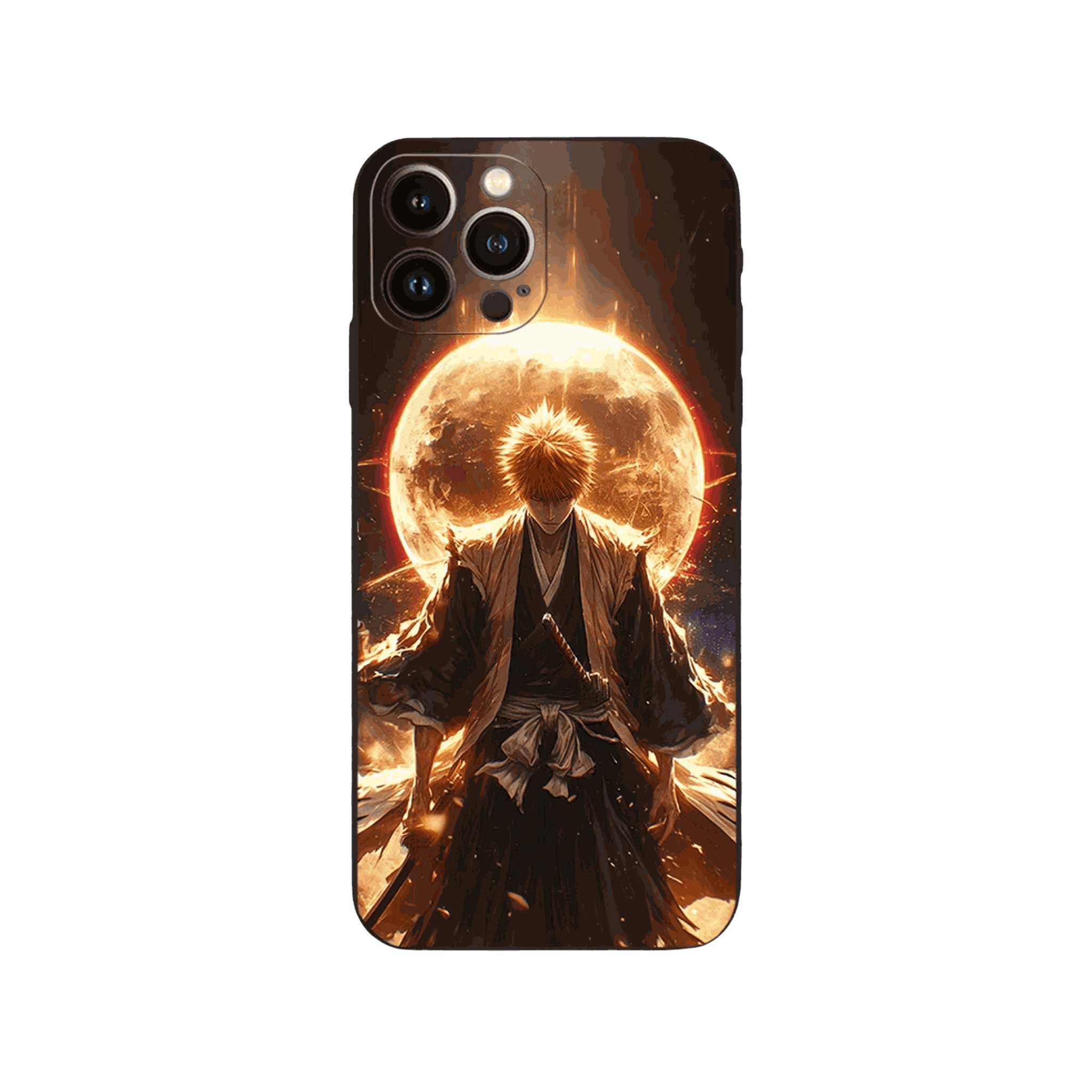 Coque iPhone Bleach – Ichigo, Pleine Lune, dominante doré