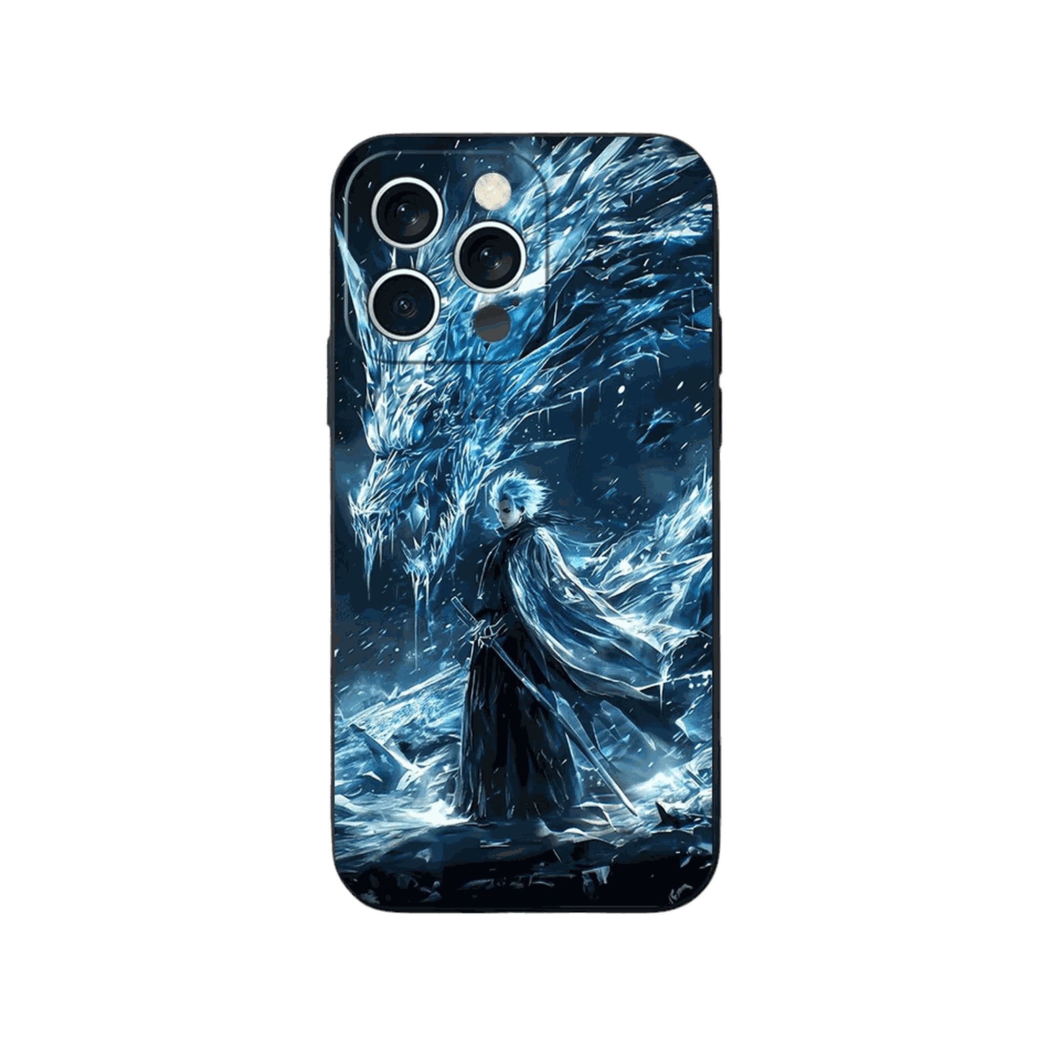 Coque iPhone Bleach – Tōshirō et le Dragon de Glace, dominante bleu glacier