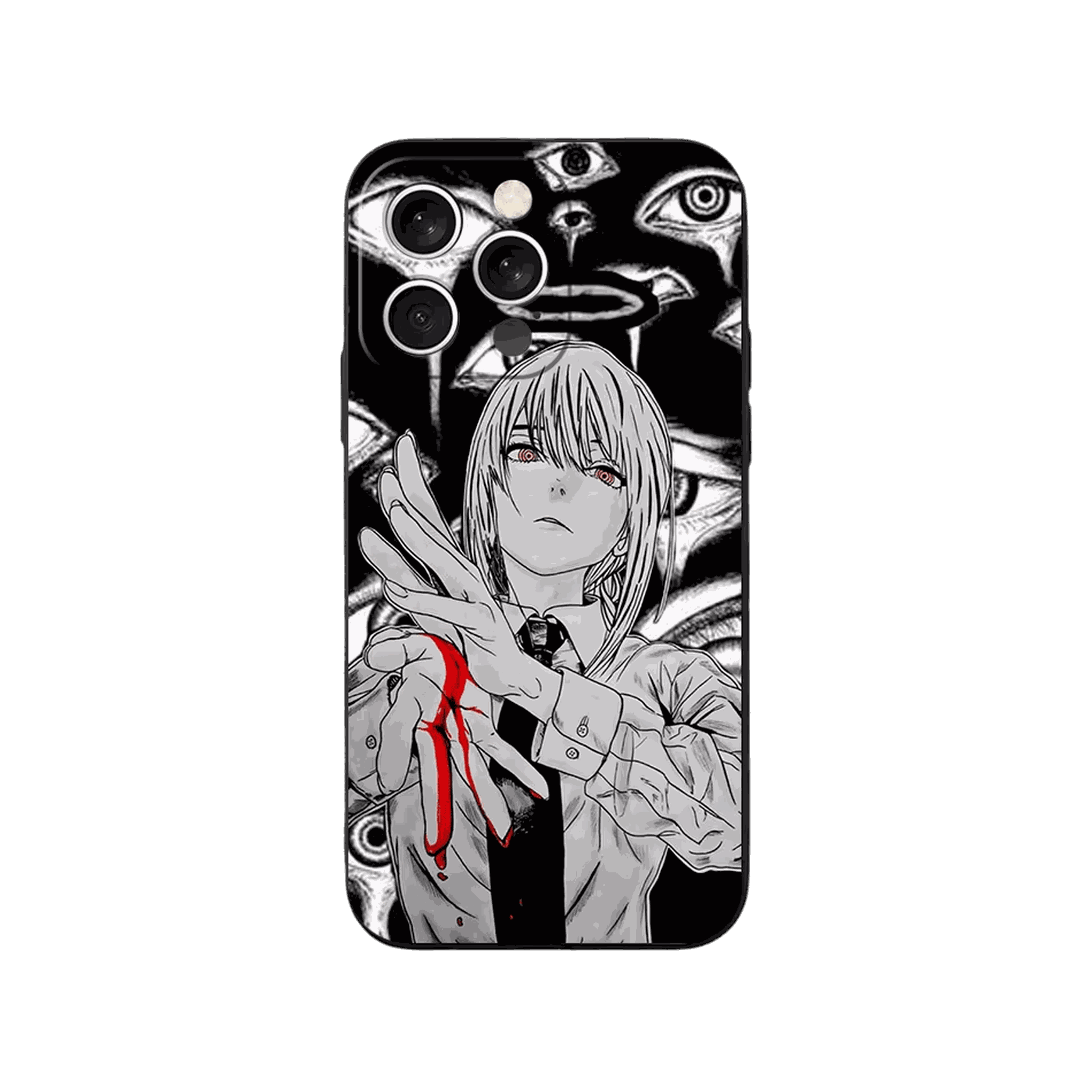 Coque iPhone Chainsaw Man – Makima, le Mur d'Yeux, dominante noir et blanc