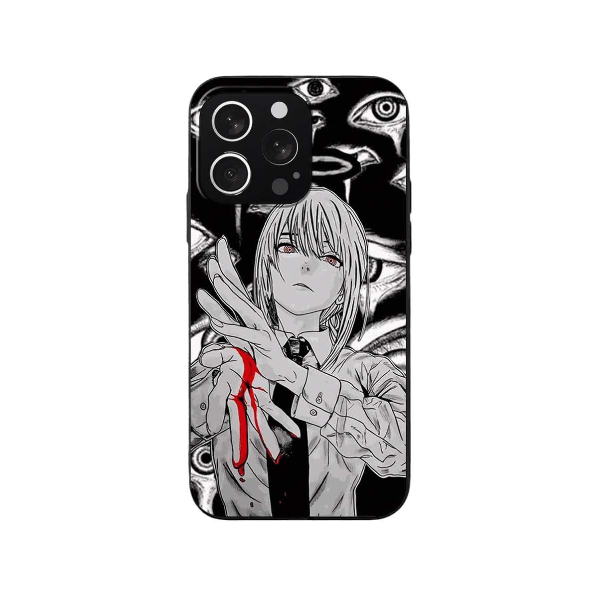 Coque iPhone Chainsaw Man – Makima, le Mur d'Yeux, dominante noir et blanc