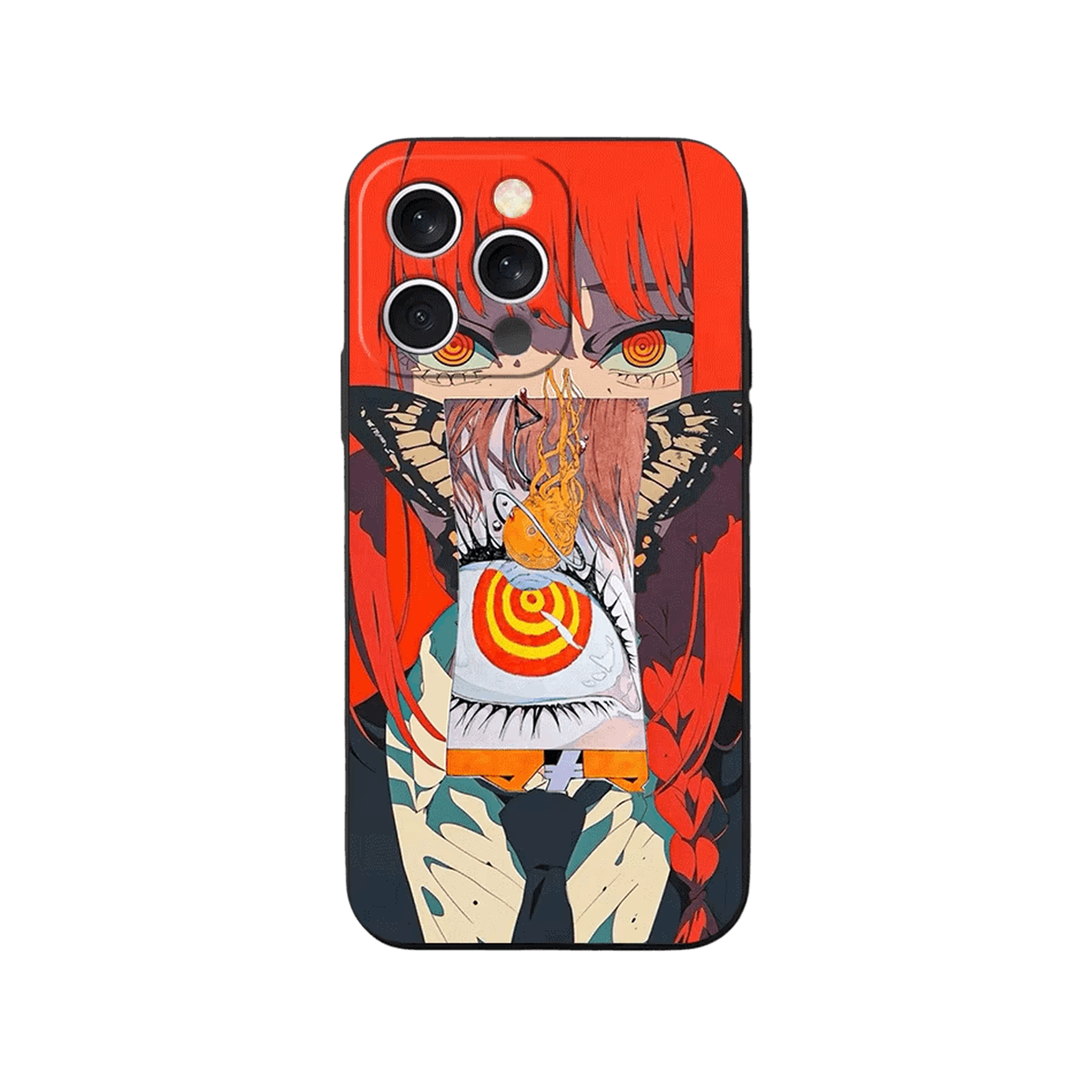 Coque iPhone Chainsaw Man – Makima, l'Œil en Médaillon, dominante orange vif