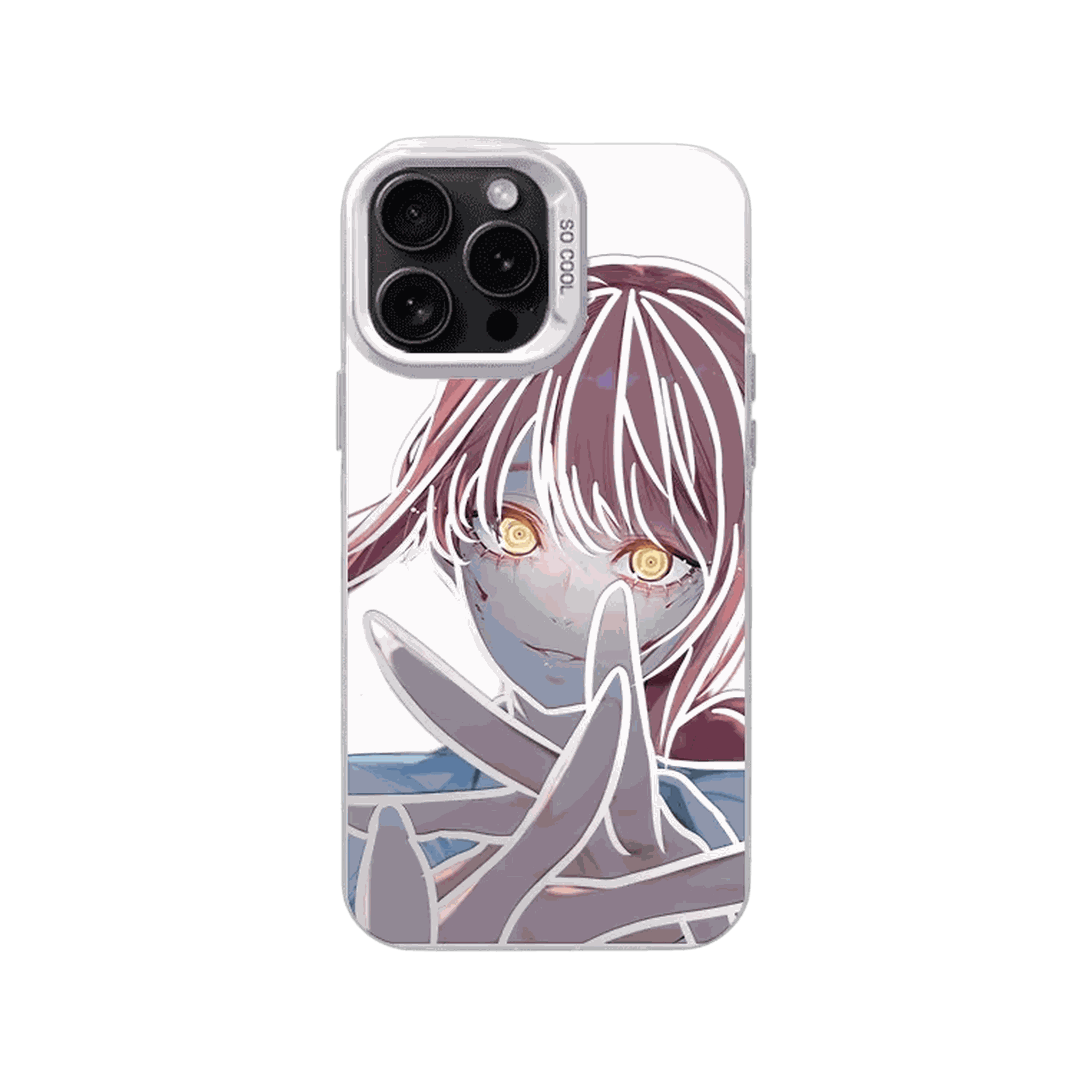 Coque iPhone Chainsaw Man – Makima, Regard Doré, dominante blanc