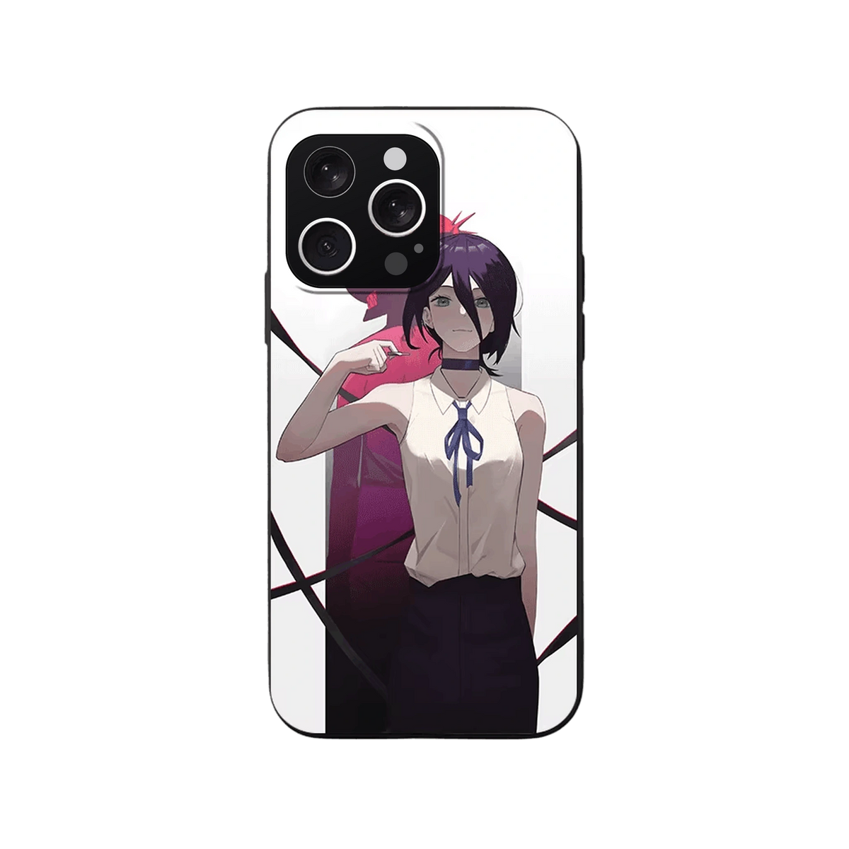 Coque iPhone Chainsaw Man – Reze et l'Ombre Rouge, dominante blanc et rouge