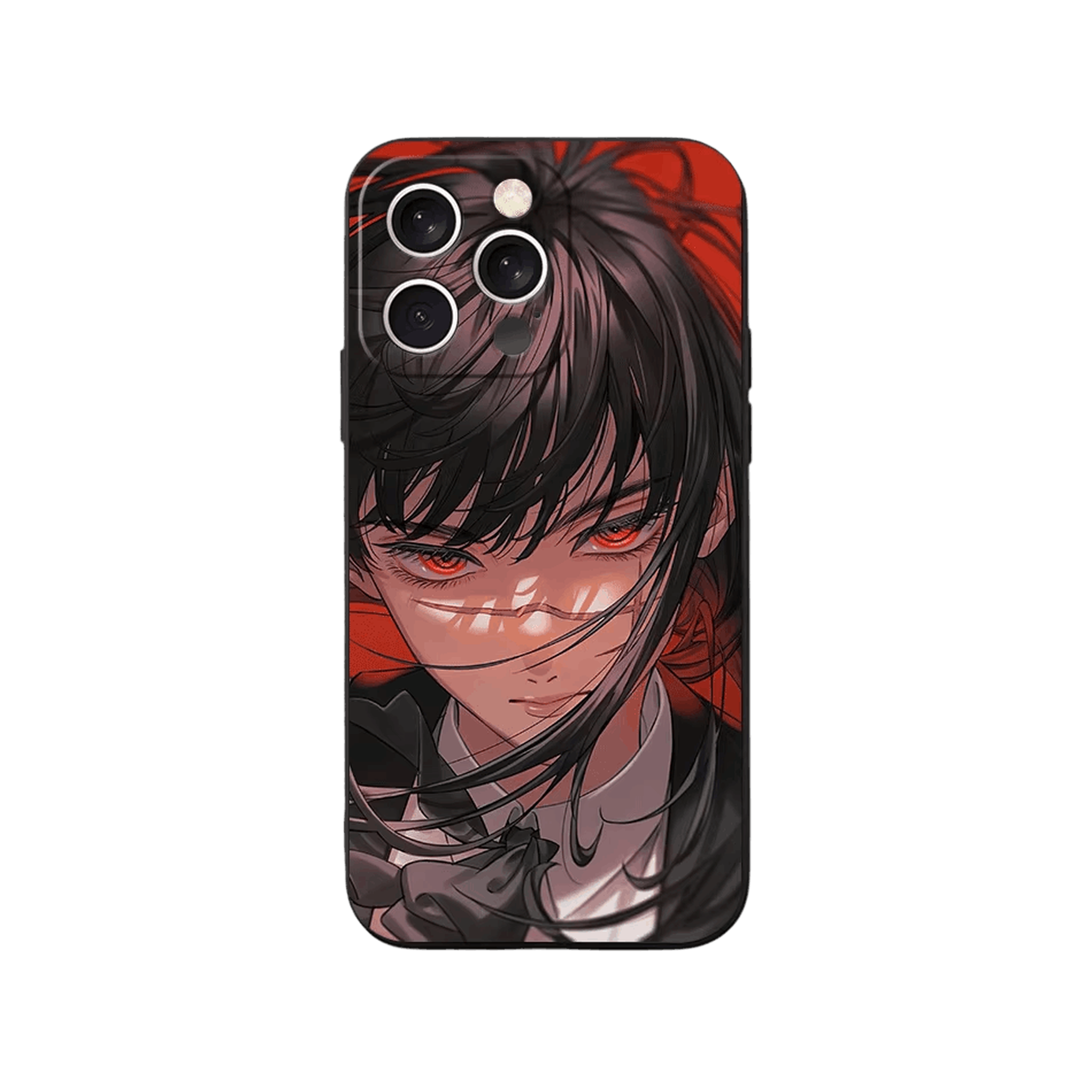 Coque iPhone Chainsaw Man – Yoru, Regard Rouge, dominante rouge sombre