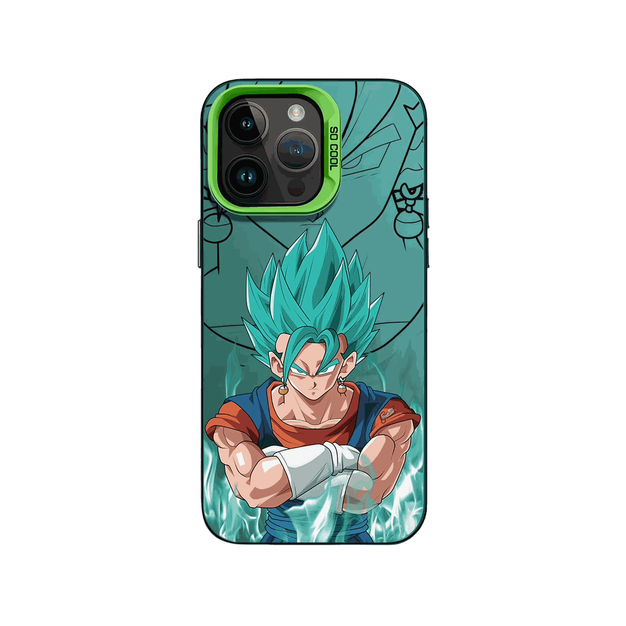 Coque iPhone Dragon Ball – Vegetto Blue, Aura Turquoise, dominante turquoise