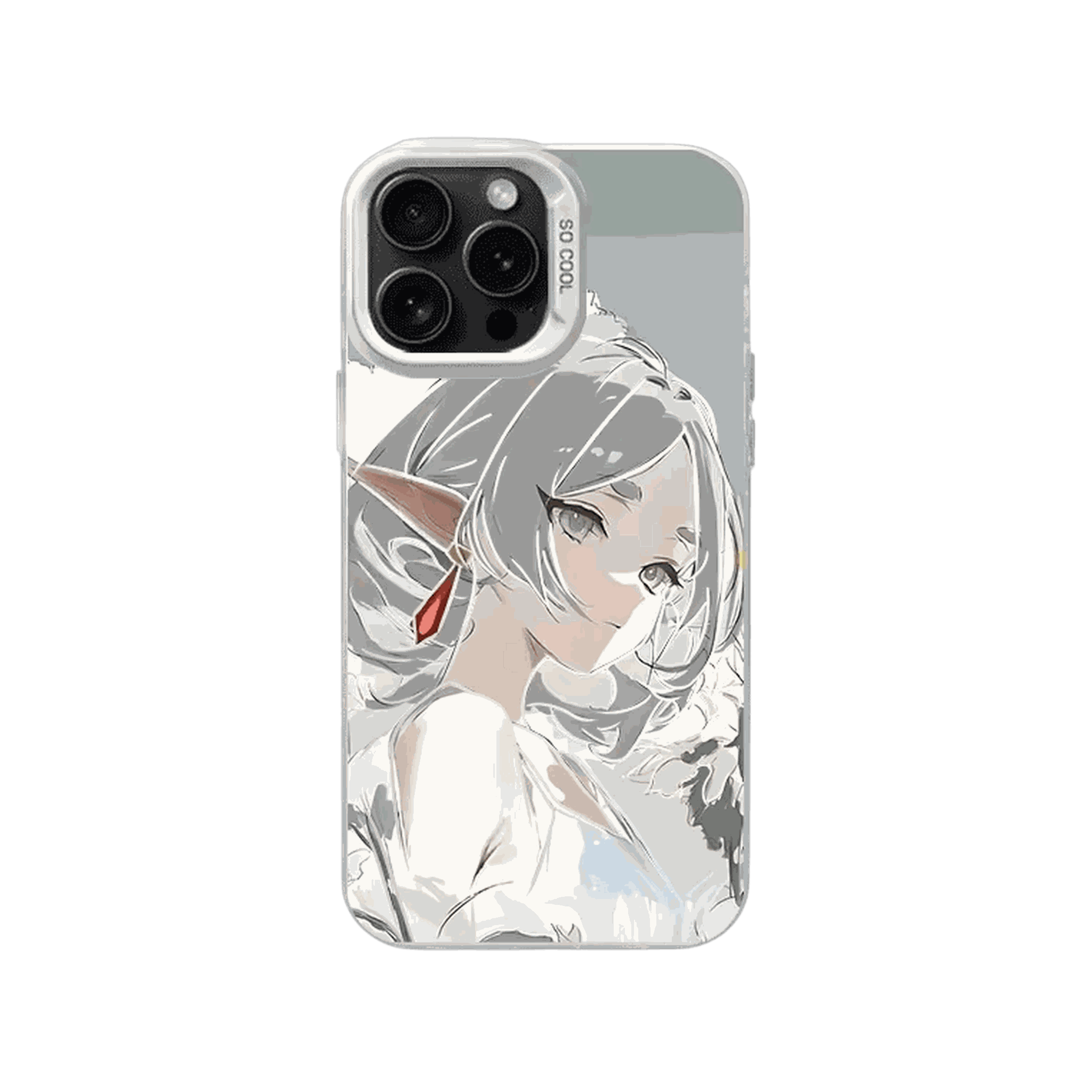 Coque iPhone Frieren – Frieren, Portrait d'Argent, dominante gris argenté