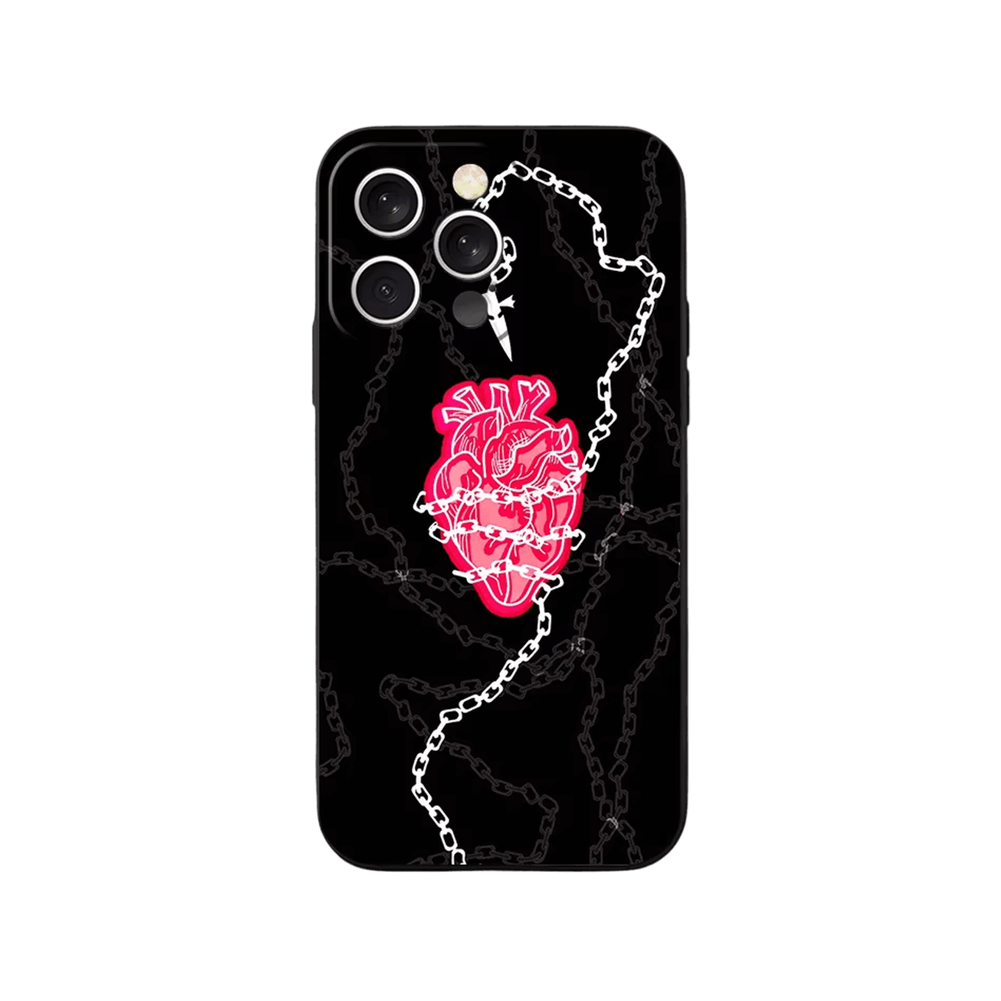 Coque iPhone Hunter x Hunter – Chaînes et Cœur, dominante noir et rose