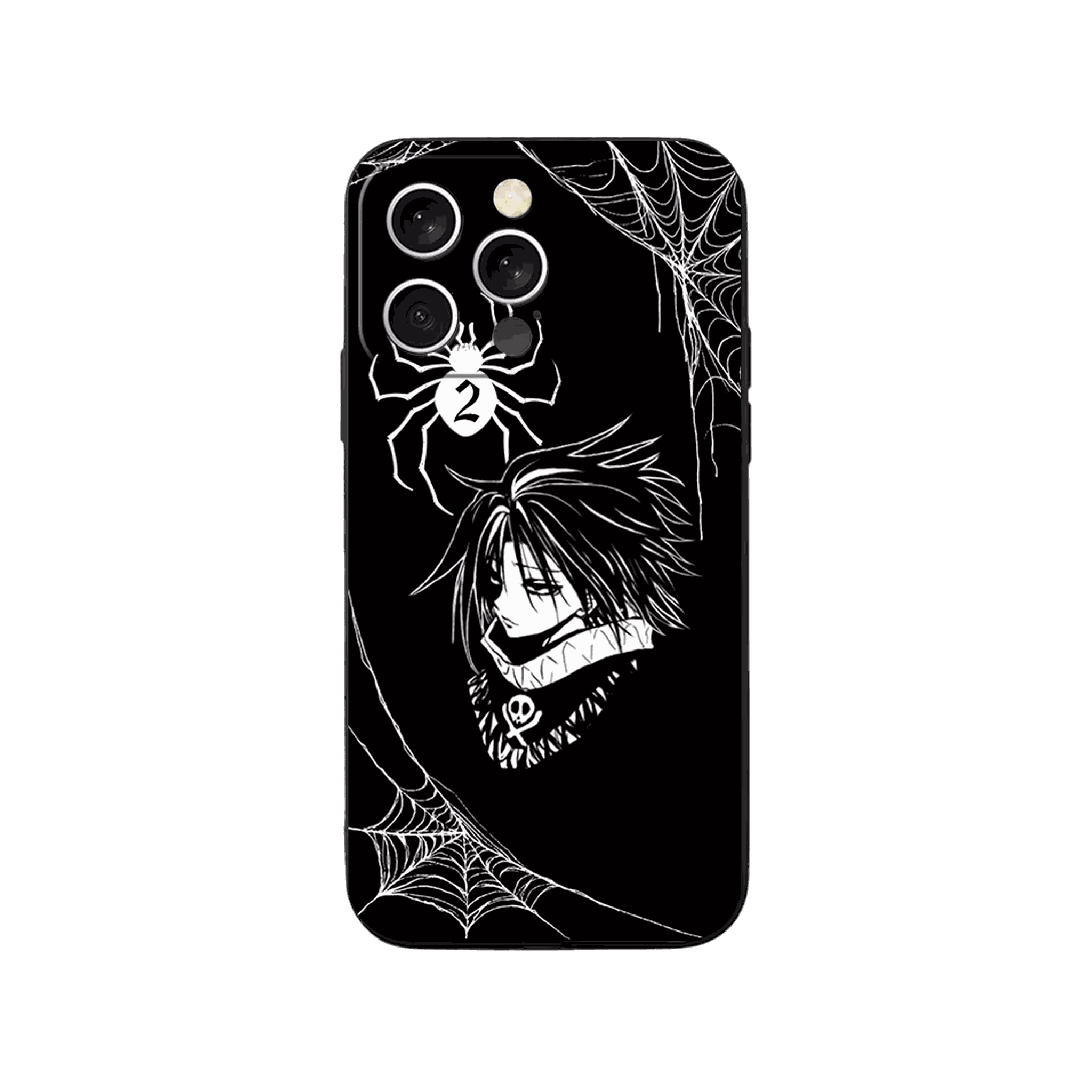 Coque iPhone Hunter x Hunter – Feitan et la Toile, dominante noir et blanc