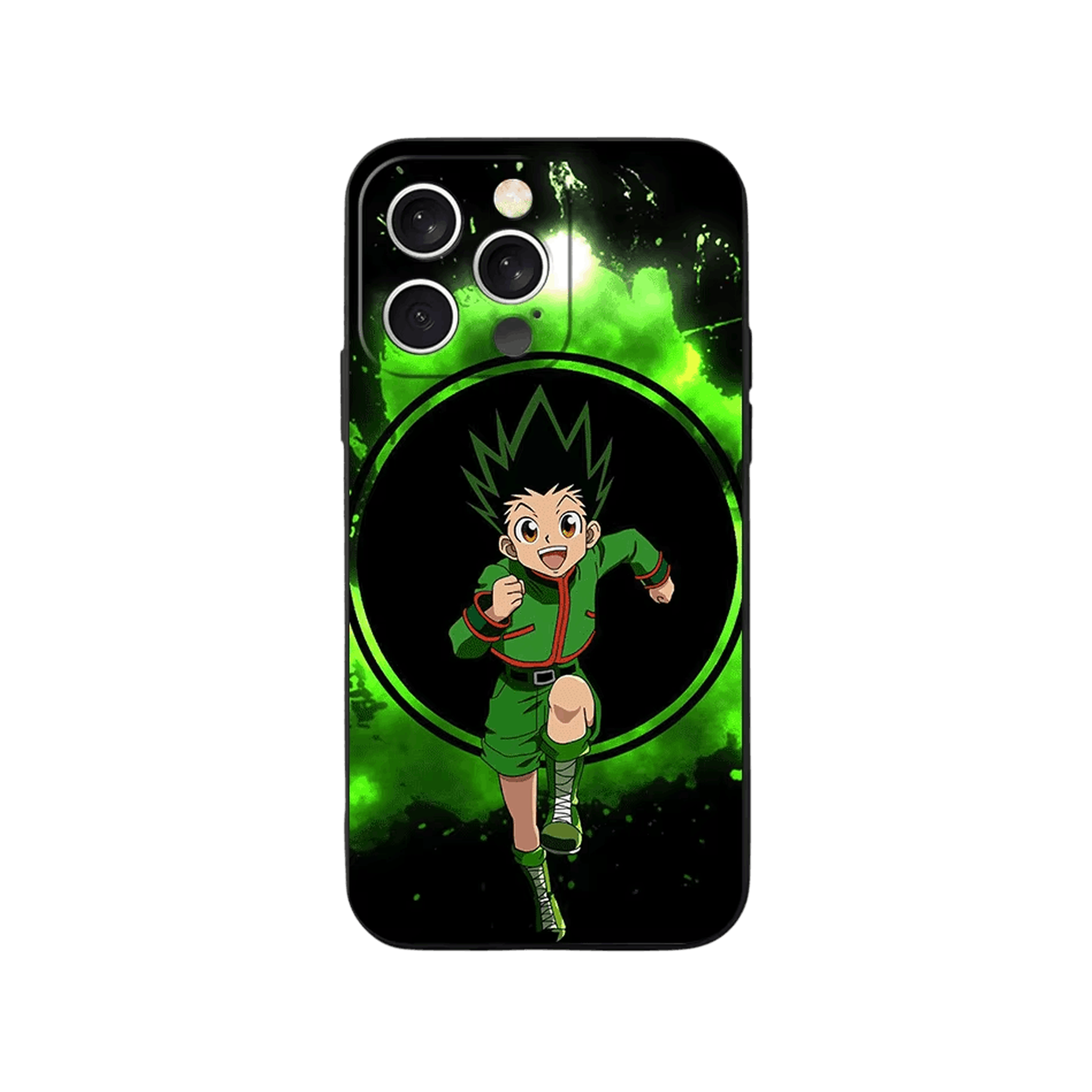 Coque iPhone Hunter x Hunter – Gon, Cercle Vert, dominante vert vif