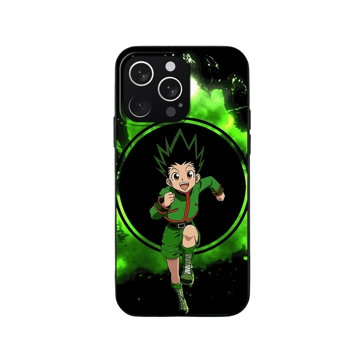 Coque iPhone Hunter x Hunter – Gon, Cercle Vert, dominante vert vif