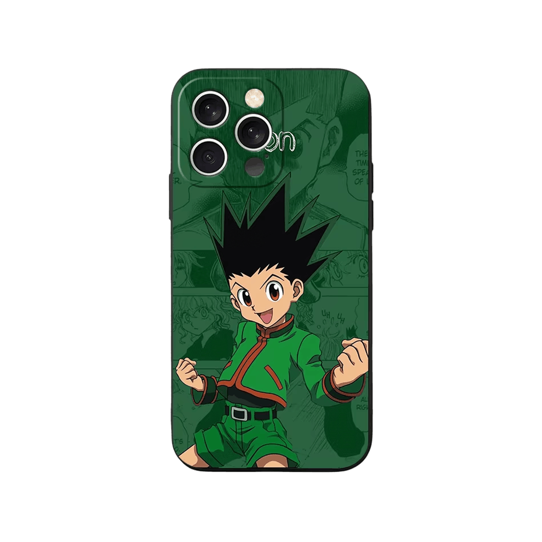 Coque iPhone Hunter x Hunter – Gon, Planches Vertes, dominante vert forêt