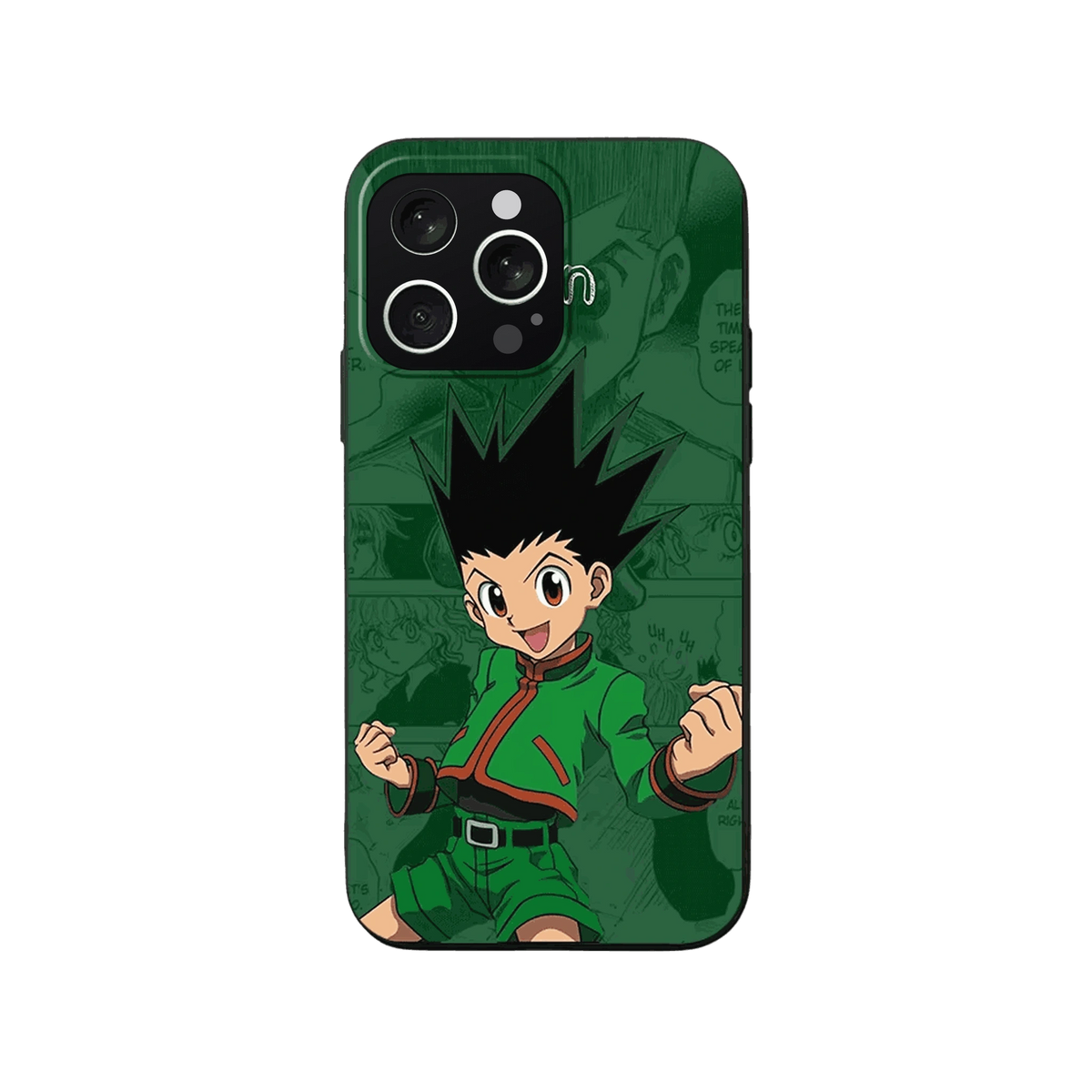 Coque iPhone Hunter x Hunter – Gon, Planches Vertes, dominante vert forêt