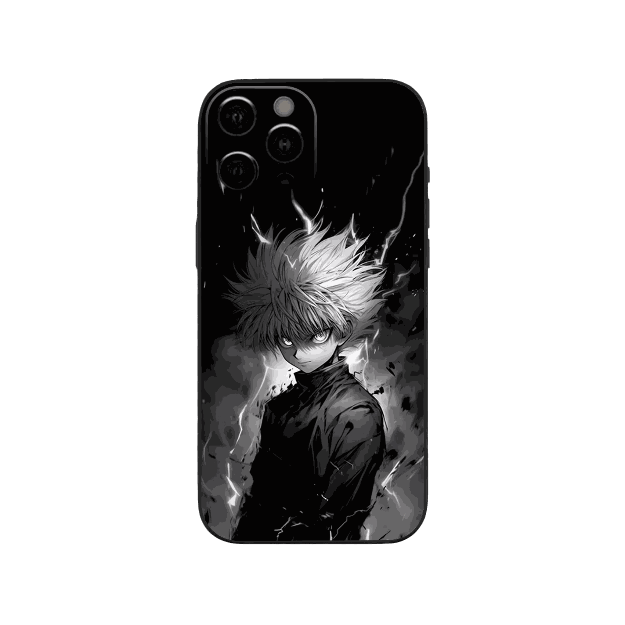 Coque iPhone Hunter x Hunter – Killua à l'Encre, dominante noir et blanc