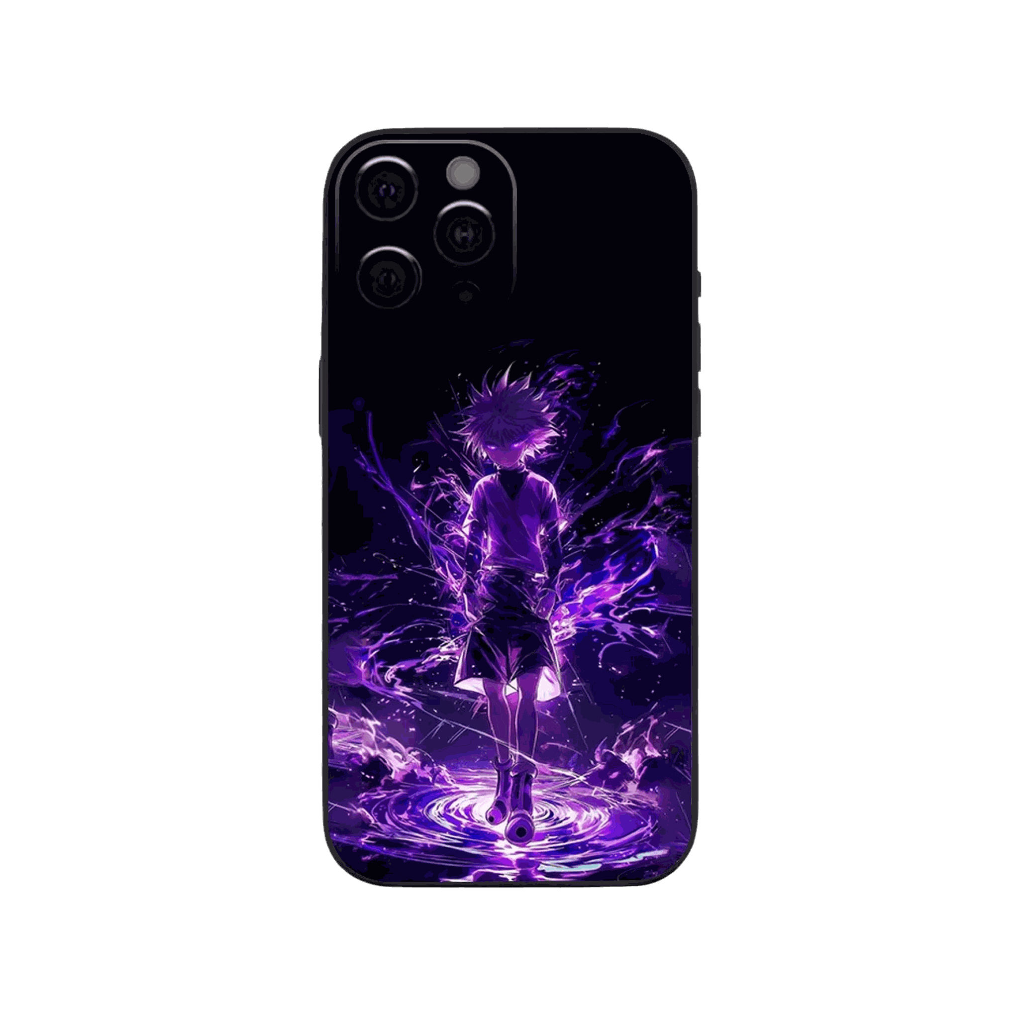 Coque iPhone Hunter x Hunter – Killua, Reflets Violets, dominante violet sombre