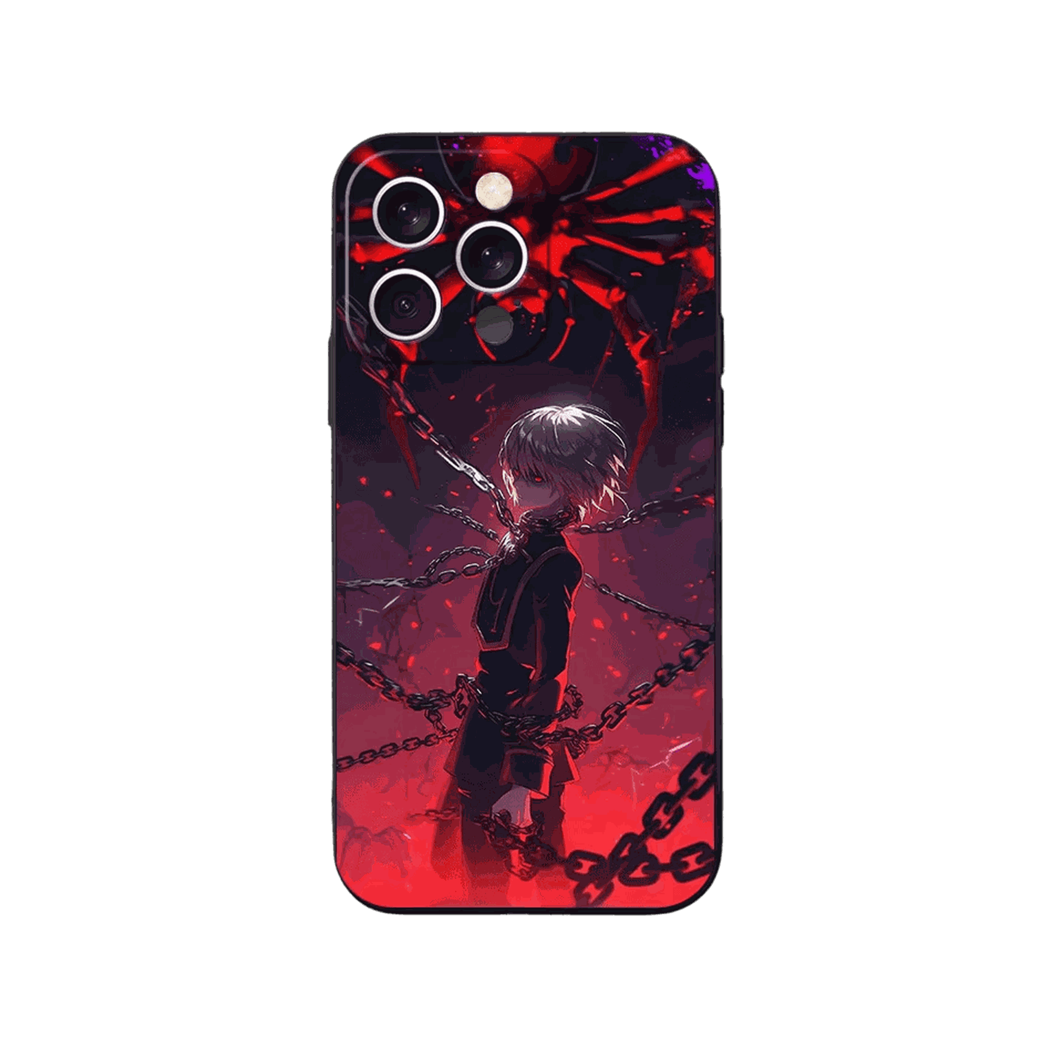 Coque iPhone Hunter x Hunter – Kurapika, l'Ombre au-dessus, dominante rouge sombre