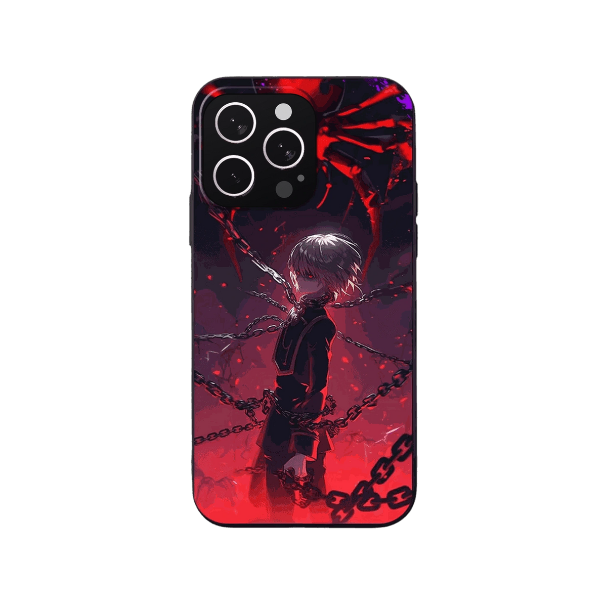 Coque iPhone Hunter x Hunter – Kurapika, l'Ombre au-dessus, dominante rouge sombre