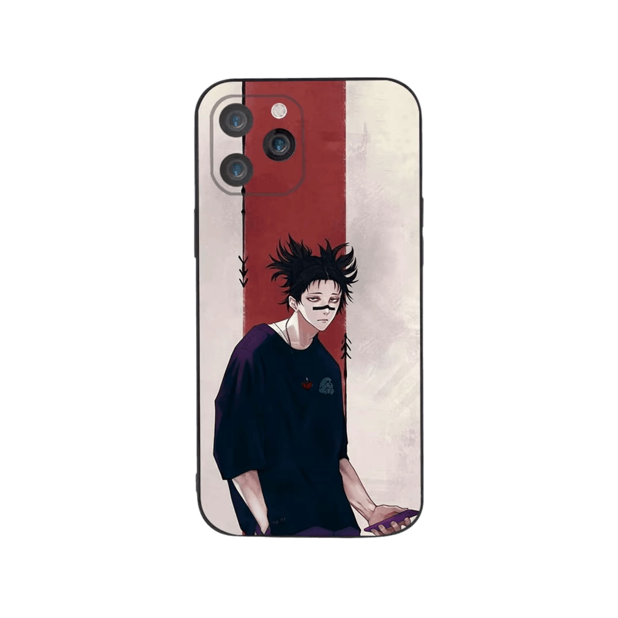 Coque iPhone Jujutsu Kaisen illustrant choso, bannière rouge en dominante blanc et rouge