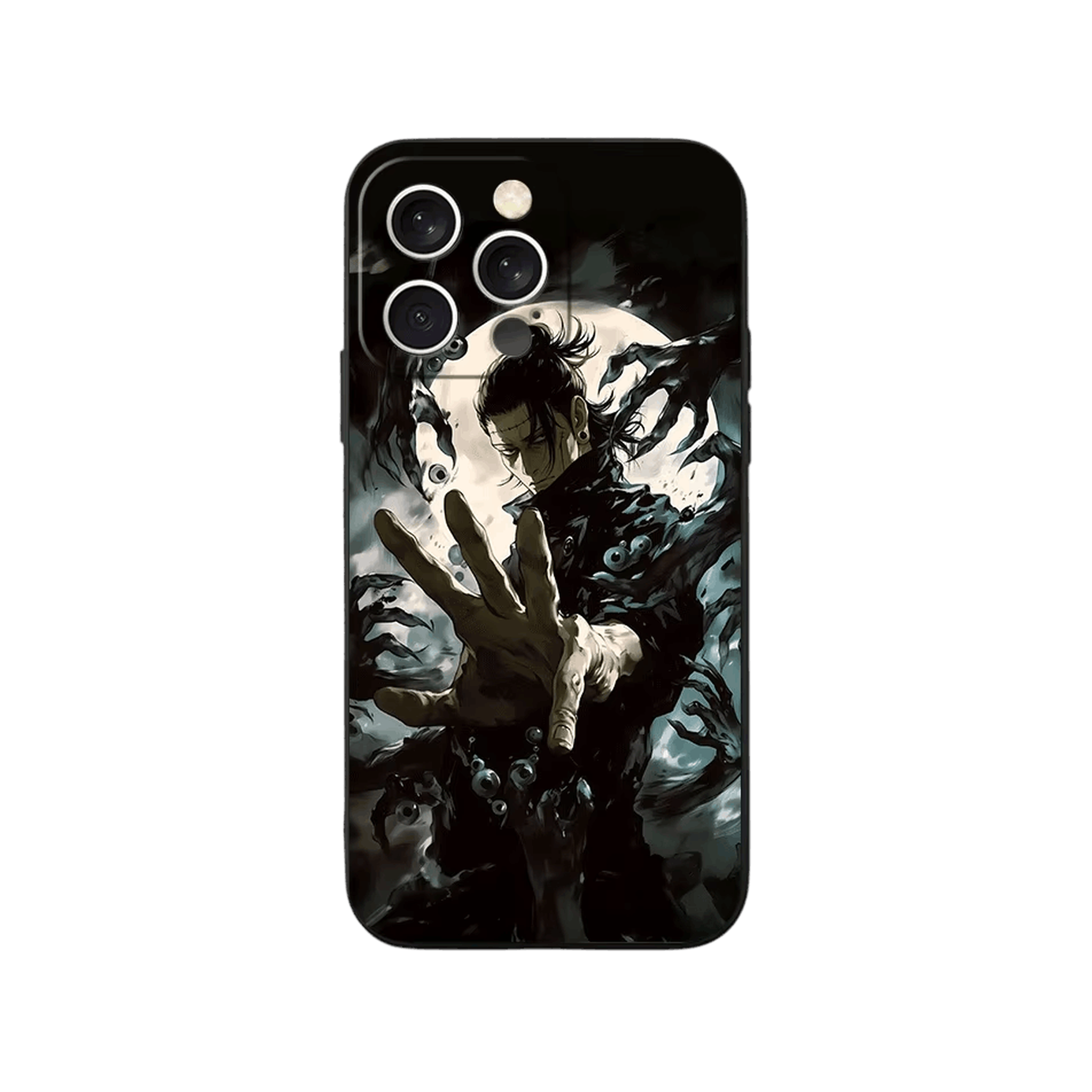 Coque iPhone Jujutsu Kaisen – Geto, la Lune et les Ombres, dominante gris sépia