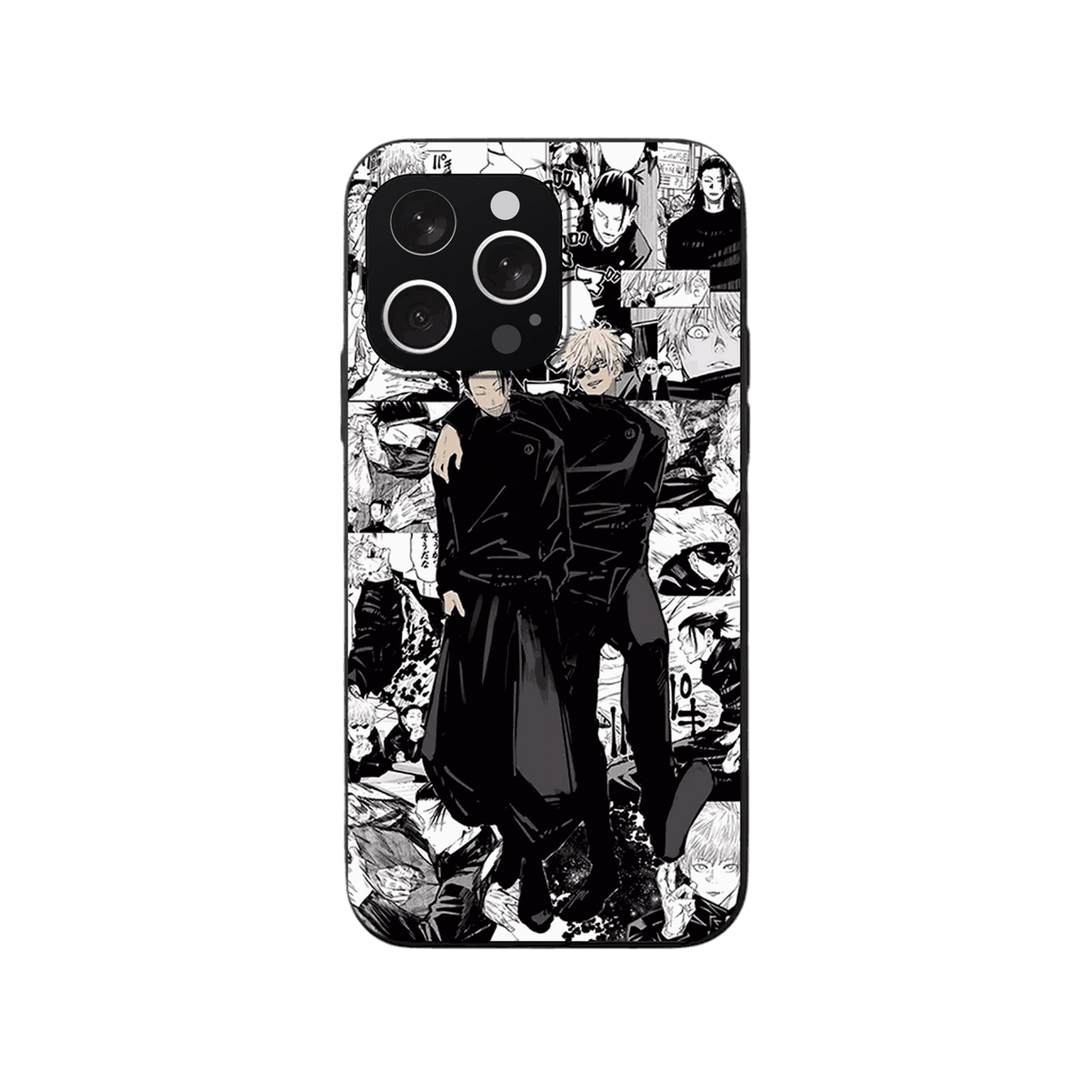 Coque iPhone Jujutsu Kaisen – Gojo et Geto, Collage Manga, dominante noir et blanc