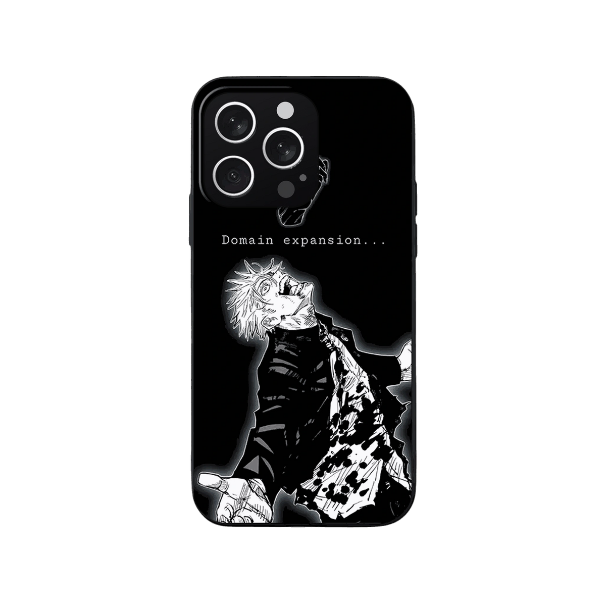 Coque iPhone Jujutsu Kaisen – Gojo, Halo Blanc, dominante noir et blanc