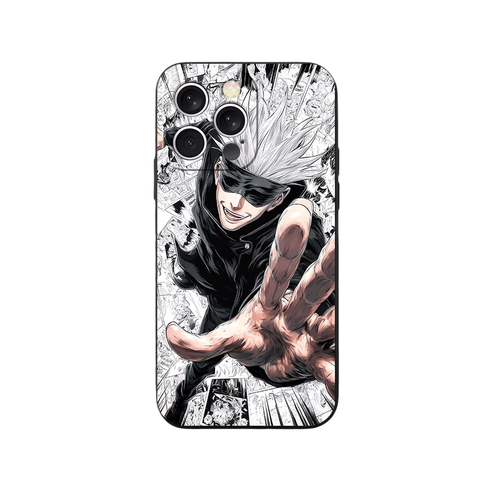 Coque iPhone Jujutsu Kaisen – Gojo, la Main Tendue, dominante noir et blanc
