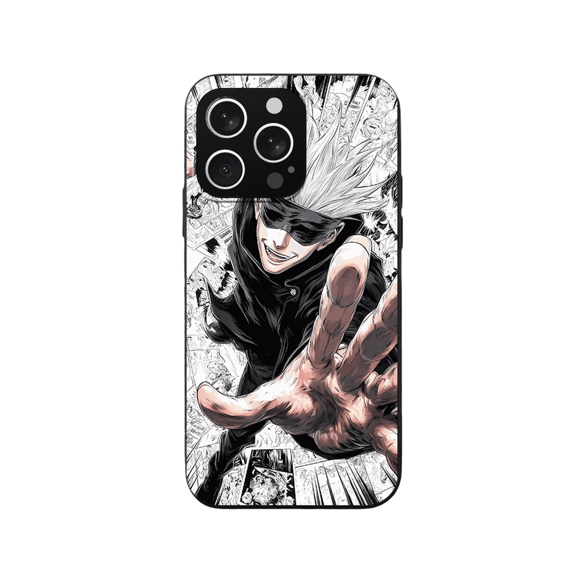 Coque iPhone Jujutsu Kaisen – Gojo, la Main Tendue, dominante noir et blanc