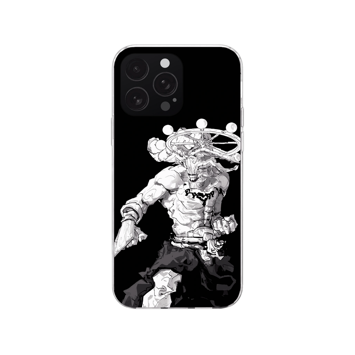 Coque iPhone Jujutsu Kaisen – Mahoraga en Marche, dominante noir et blanc