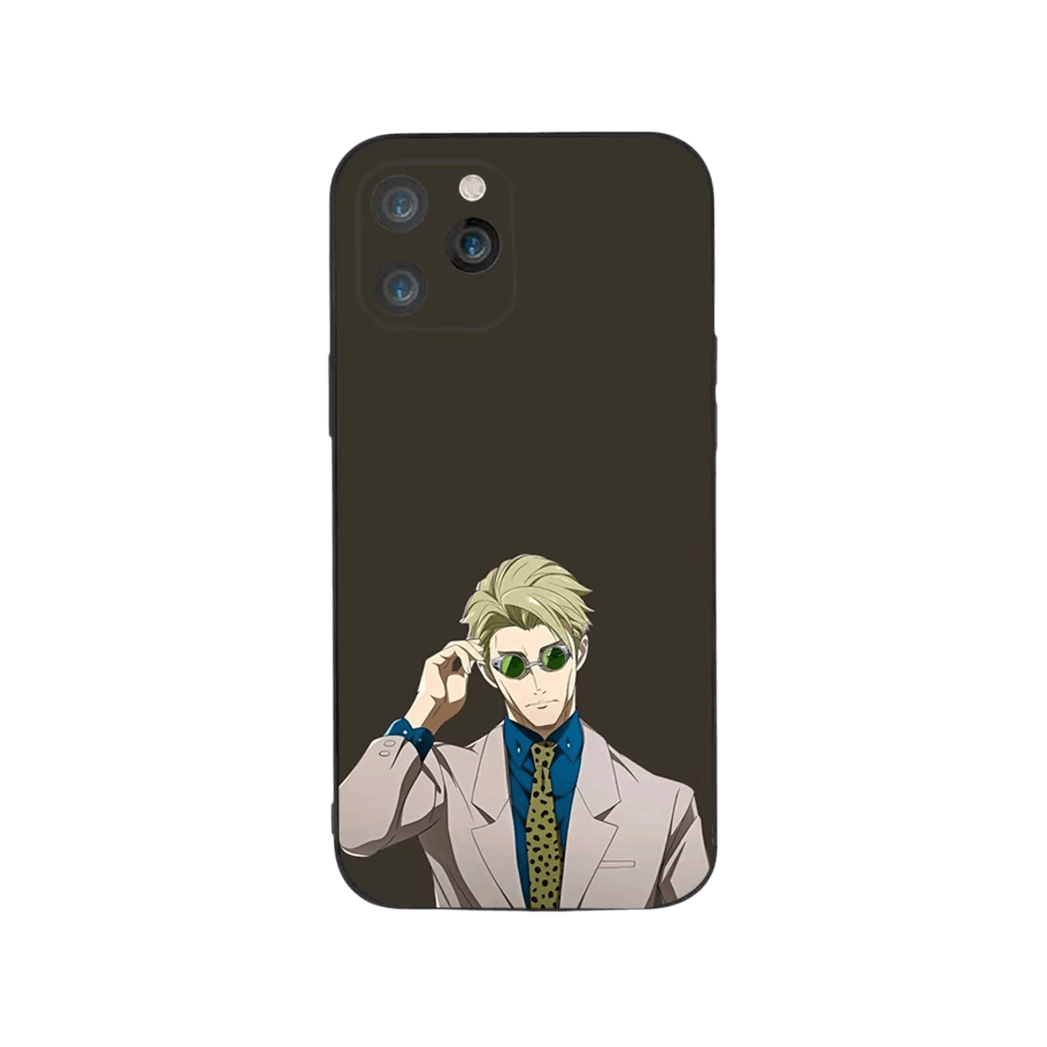 Coque iPhone Jujutsu Kaisen illustrant nanami, ton sur ton en dominante olive