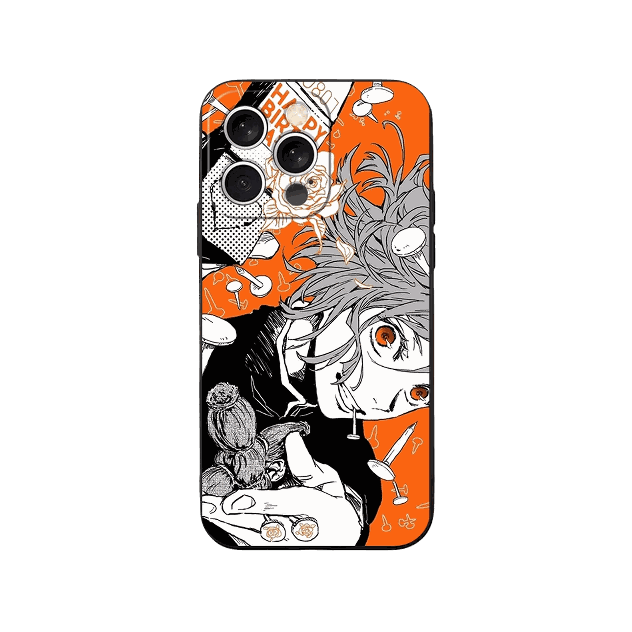 Coque iPhone Jujutsu Kaisen – Nobara, Collage Orange, dominante orange et noir