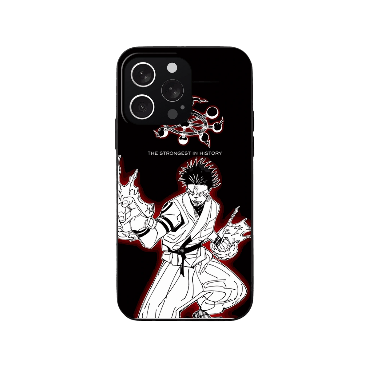 Coque iPhone Jujutsu Kaisen – Sukuna, Halo Rouge, dominante noir et rouge