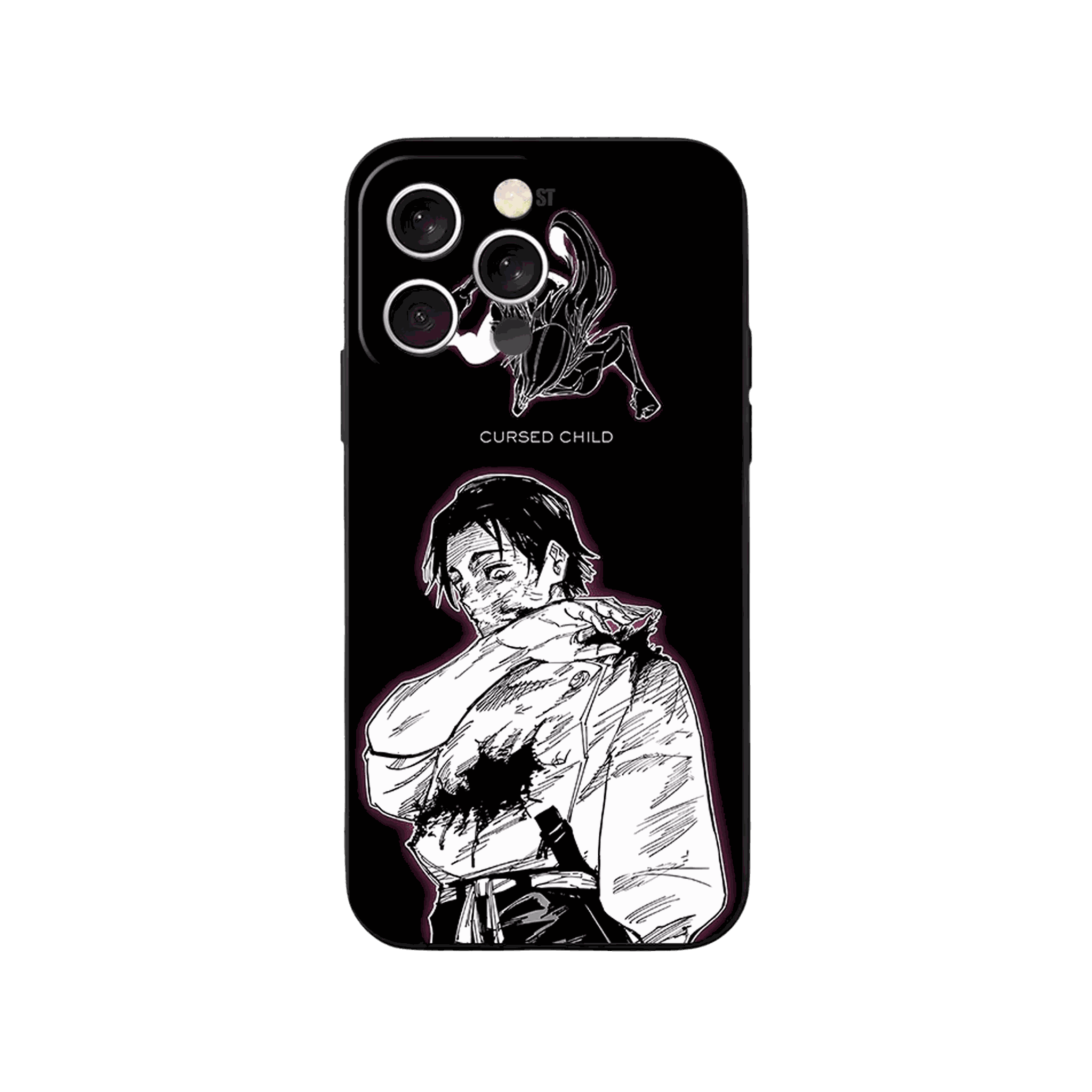 Coque iPhone Jujutsu Kaisen – Yuta, Halo Violet, dominante noir et violet