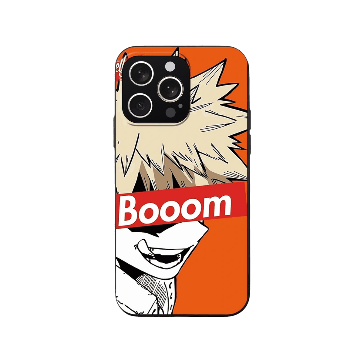 Coque iPhone My Hero Academia – Bakugo, Booom, dominante orange