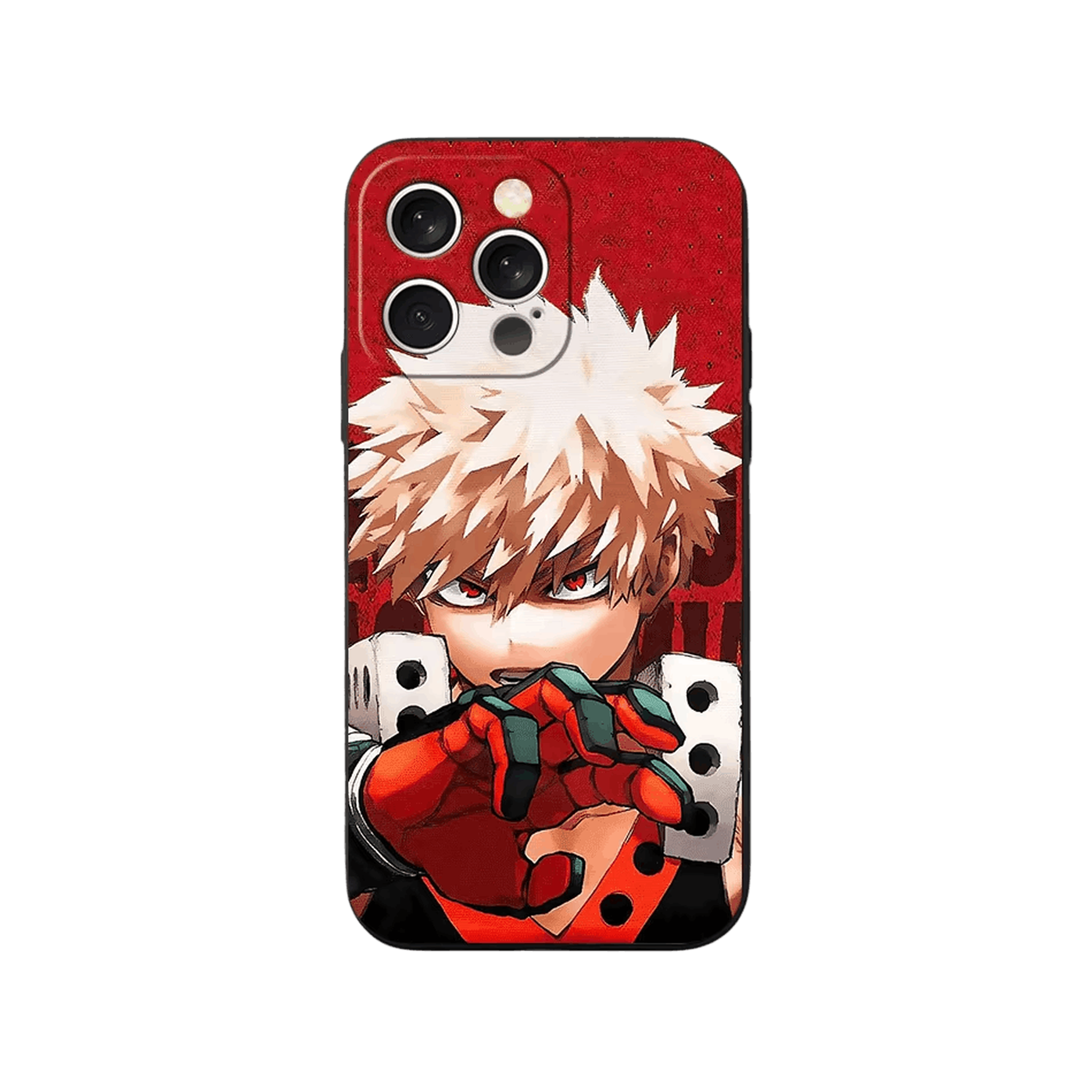 Coque iPhone My Hero Academia – Bakugo, Gantelets Croisés, dominante rouge