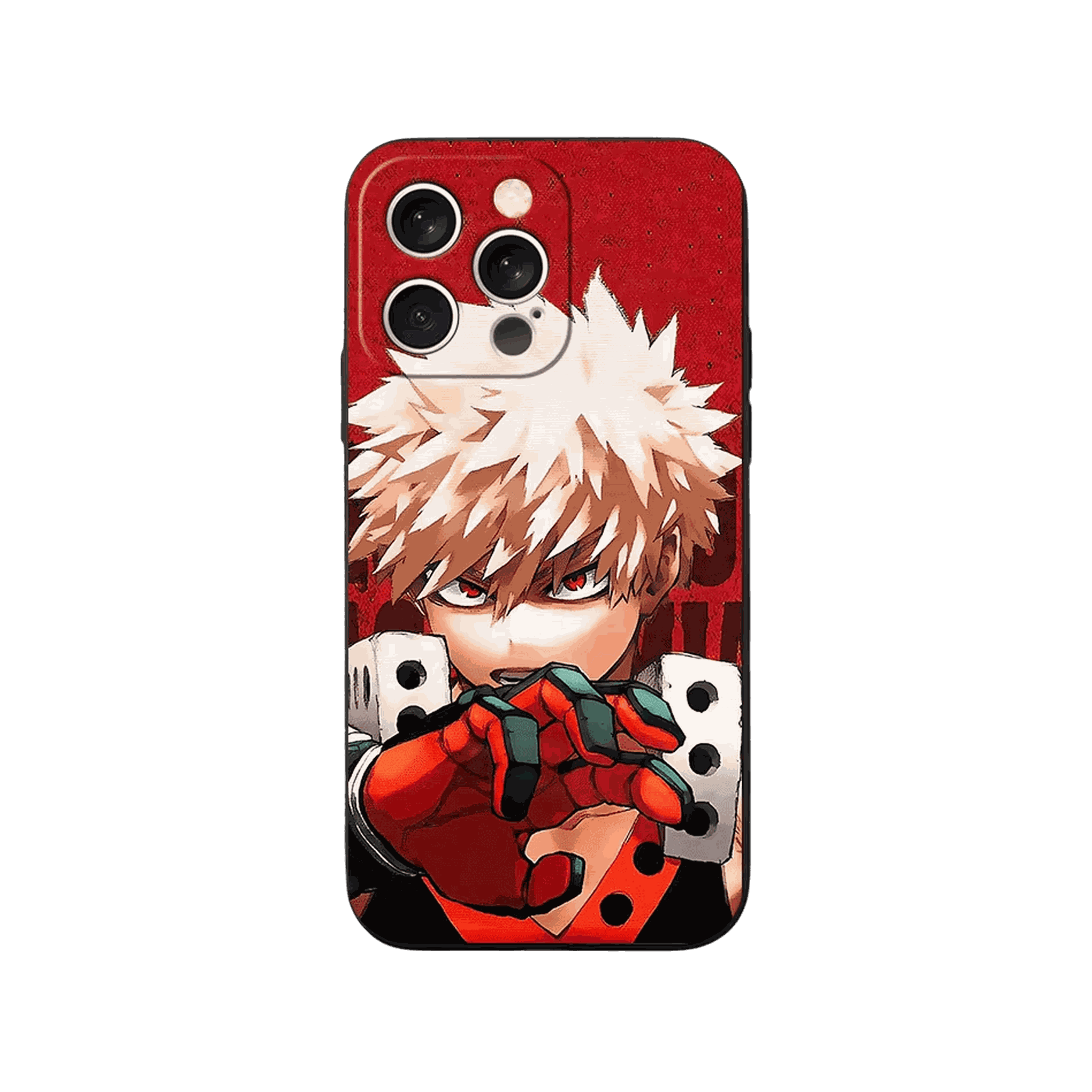 Coque iPhone My Hero Academia – Bakugo, Gantelets Croisés, dominante rouge