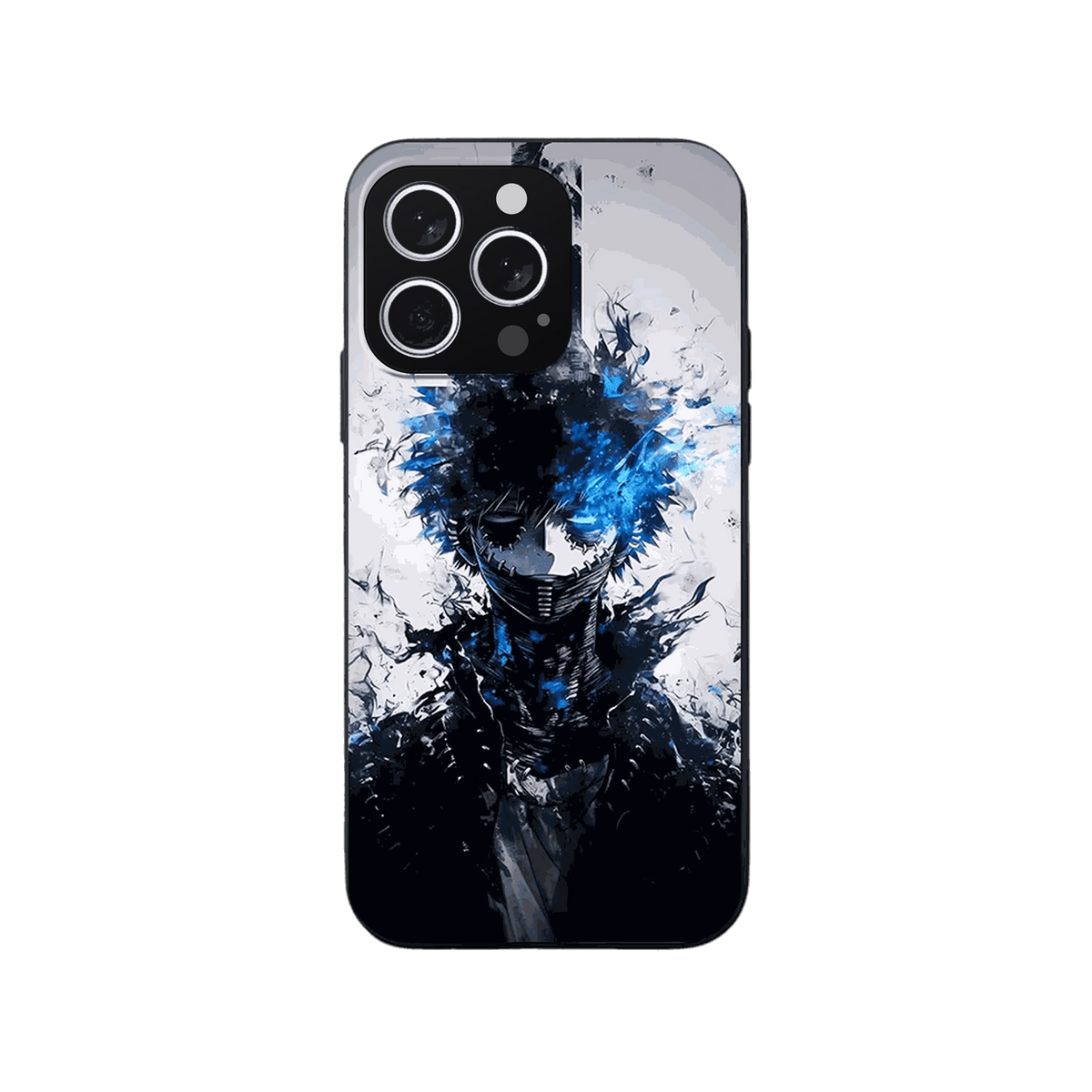 Coque iPhone My Hero Academia – Dabi, Encre et Fumée, dominante gris et bleu