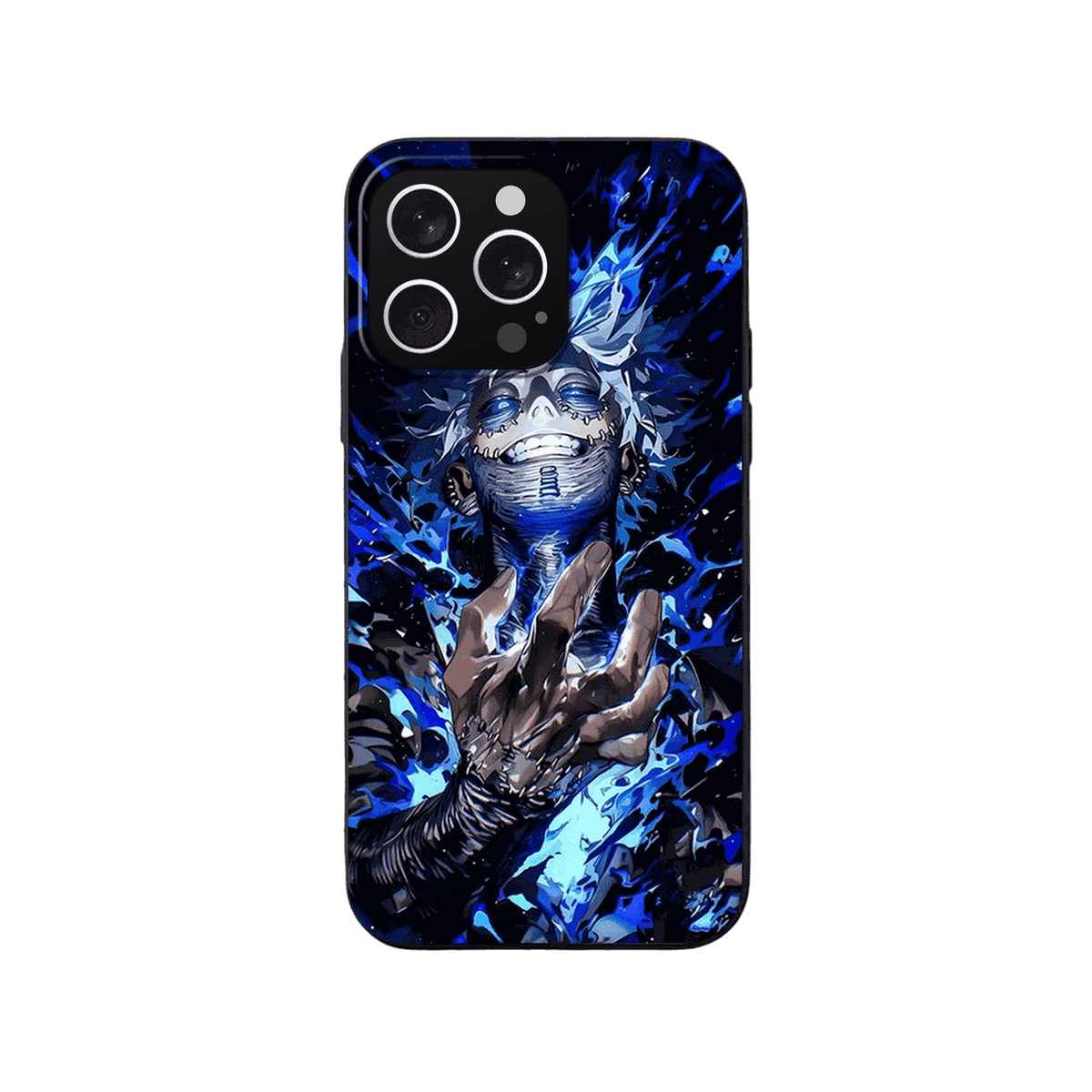 Coque iPhone My Hero Academia – Dabi, Flammes Bleues, dominante bleu électrique