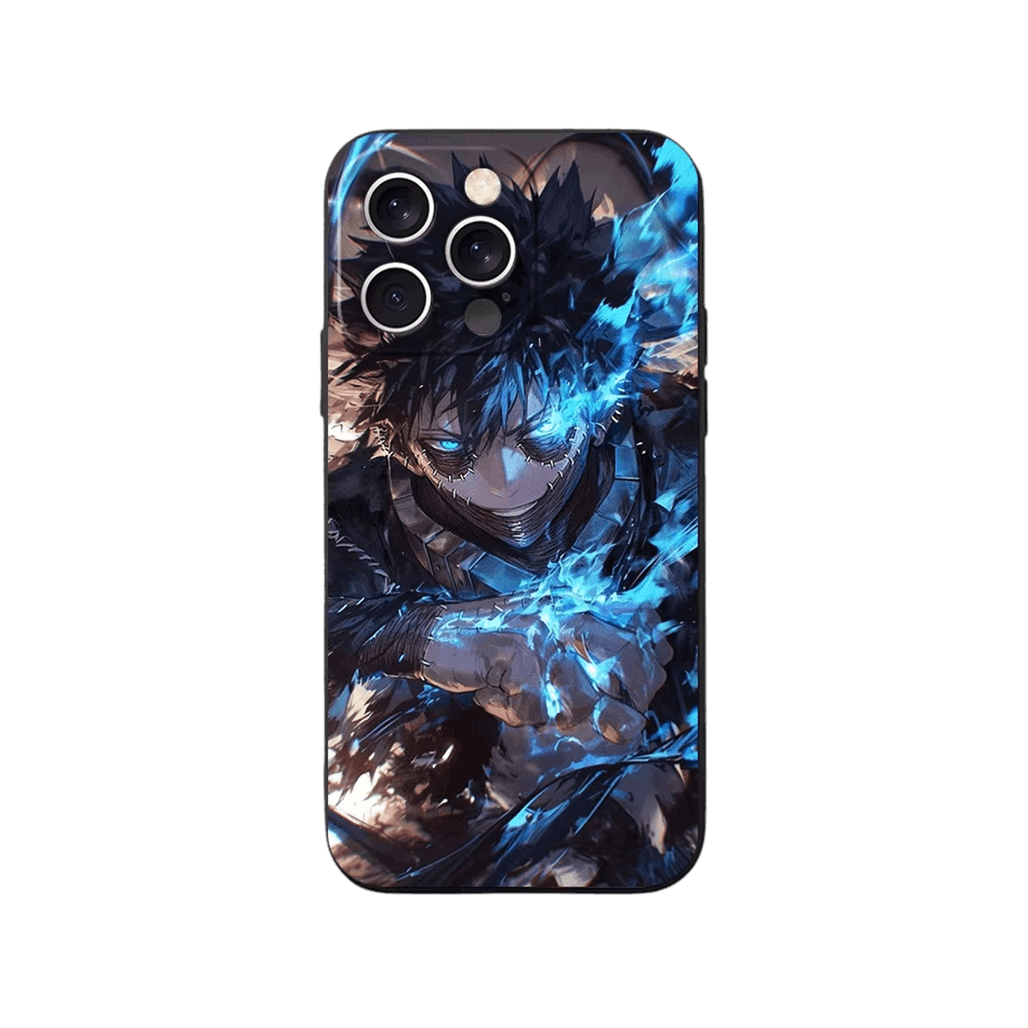Coque iPhone My Hero Academia – Dabi, Poing Bleu, dominante bleu et brun