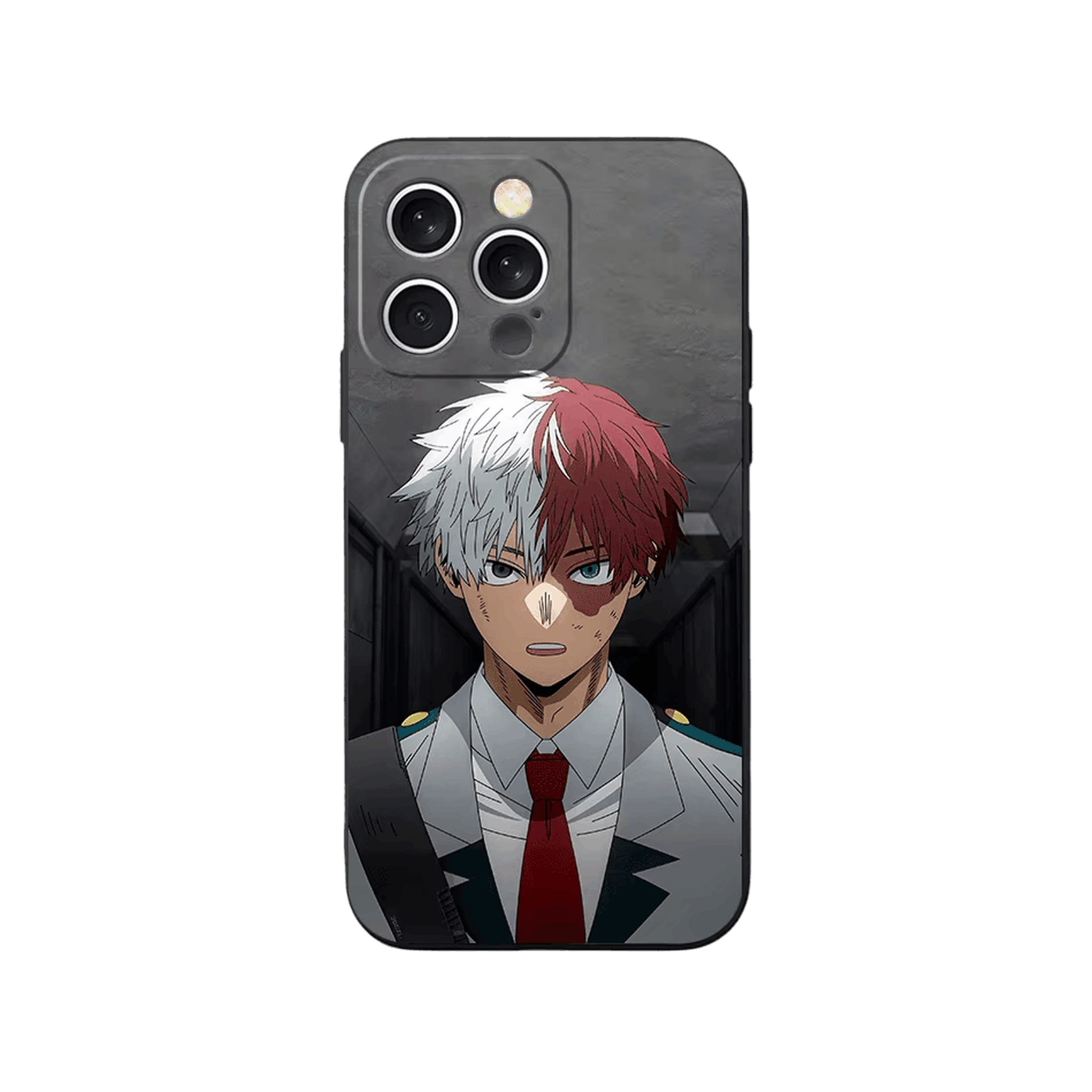 Coque iPhone My Hero Academia – Todoroki, Couloir Gris, dominante gris