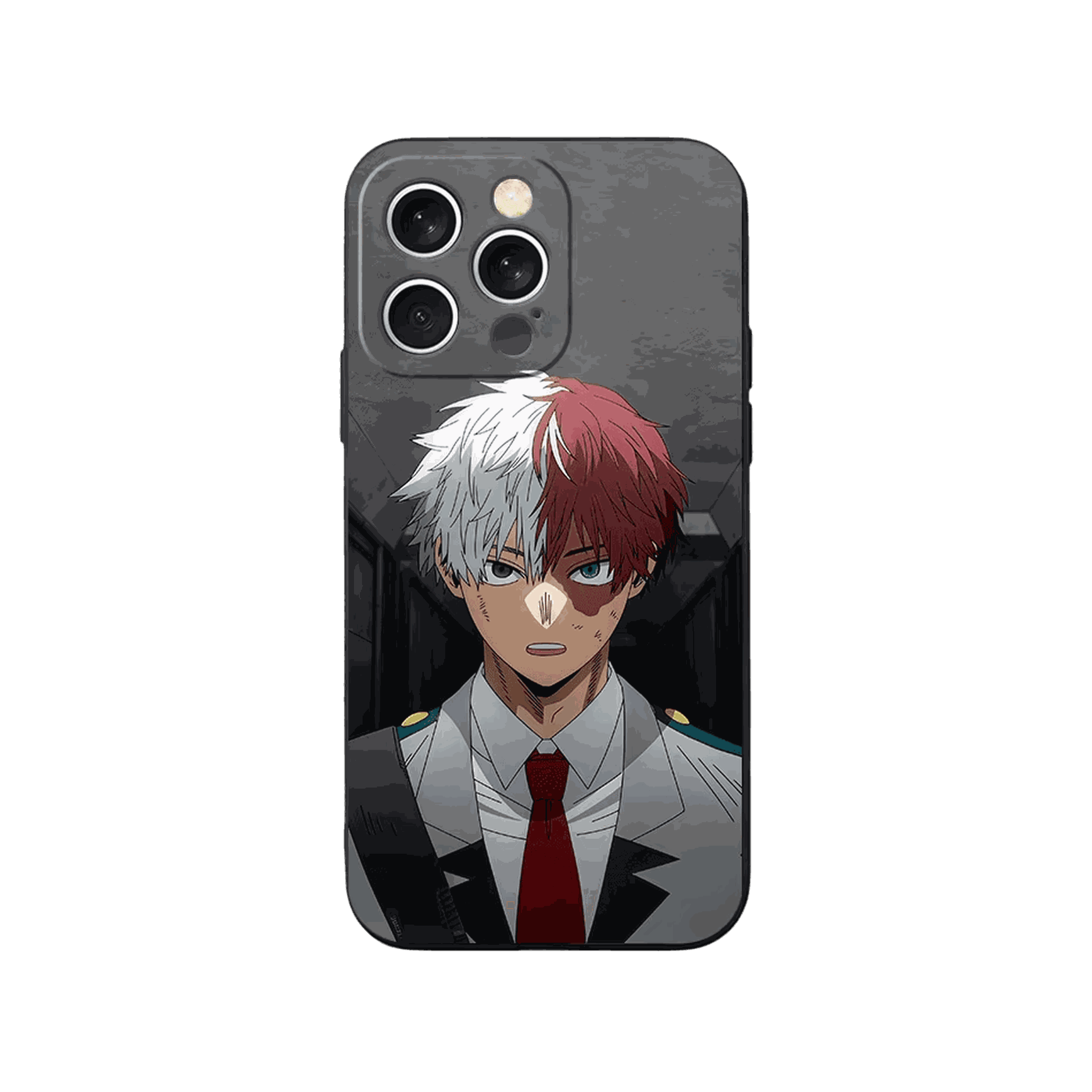 Coque iPhone My Hero Academia – Todoroki, Couloir Gris, dominante gris