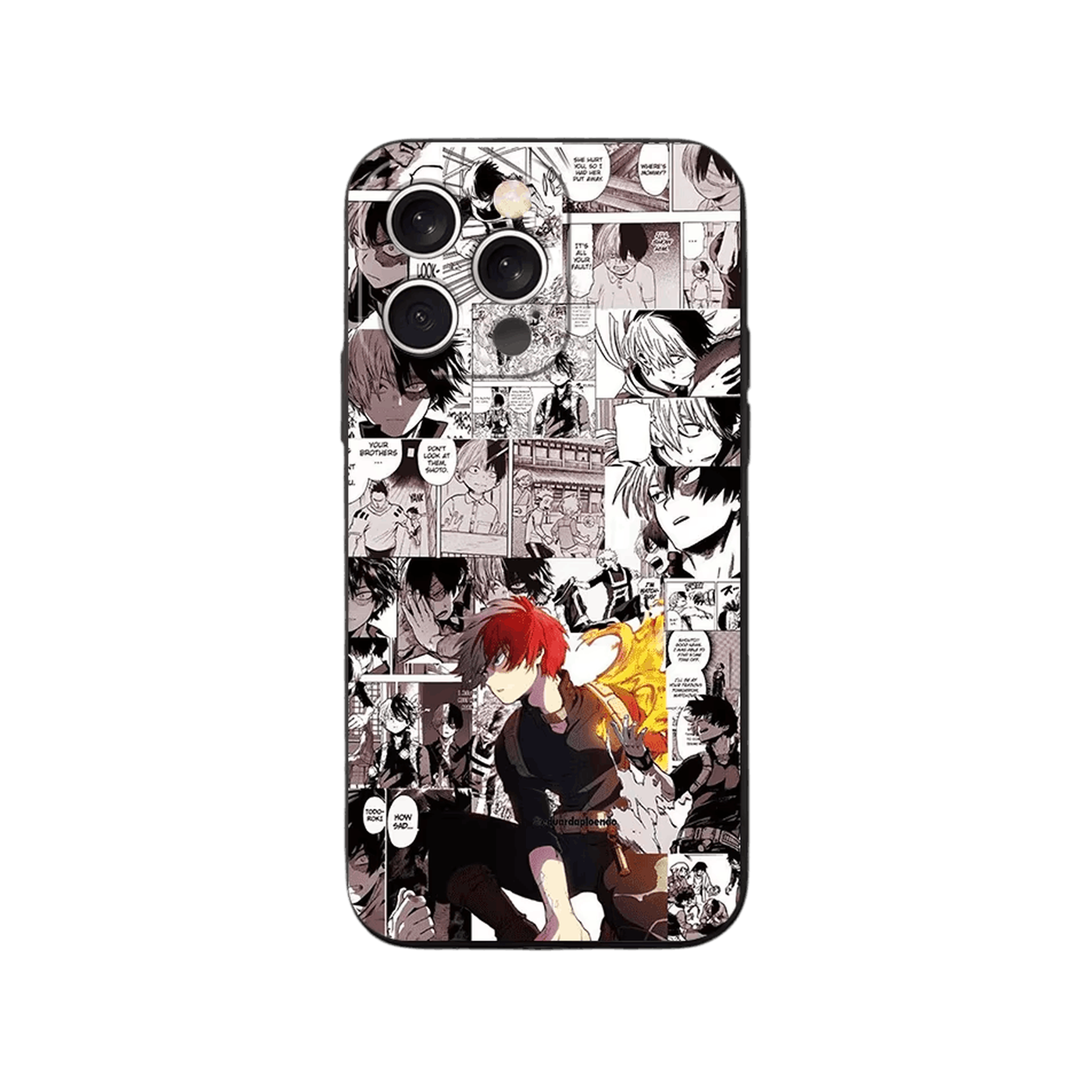 Coque iPhone My Hero Academia – Todoroki, Mur de Planches, dominante sépia