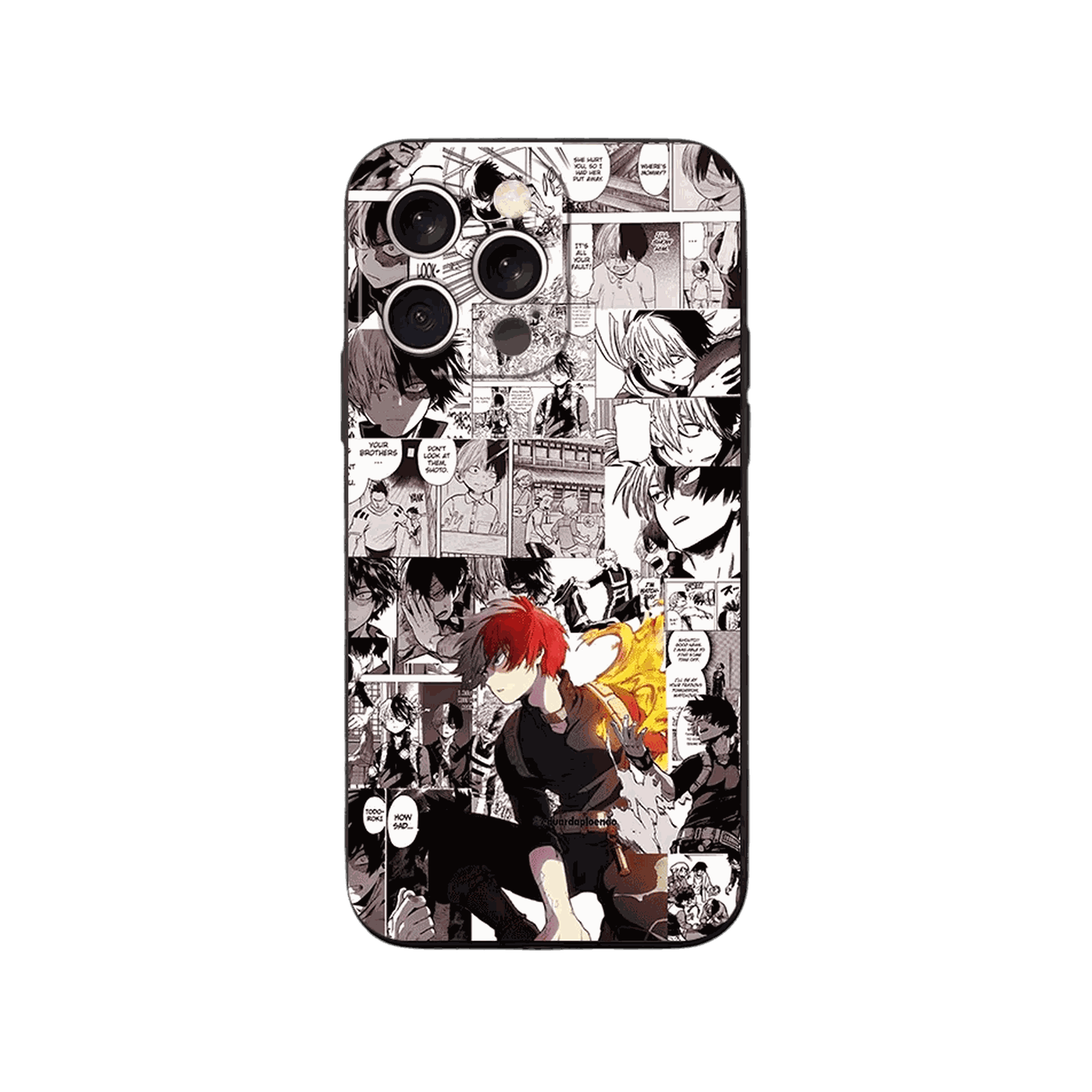 Coque iPhone My Hero Academia – Todoroki, Mur de Planches, dominante sépia