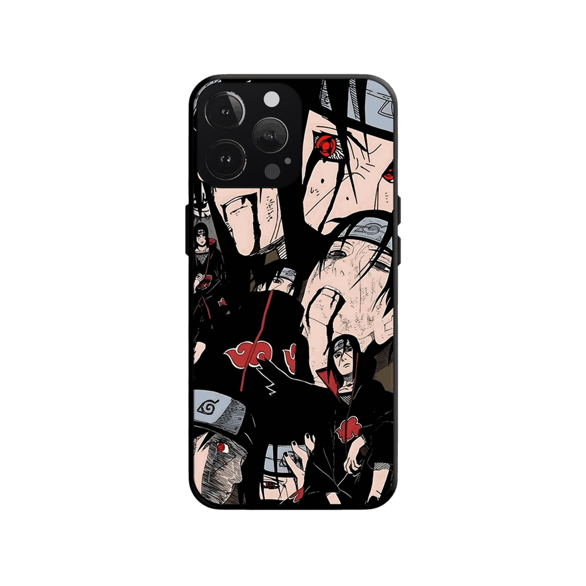 Coque iPhone Naruto illustrant akatsuki en dominante noir et rouge