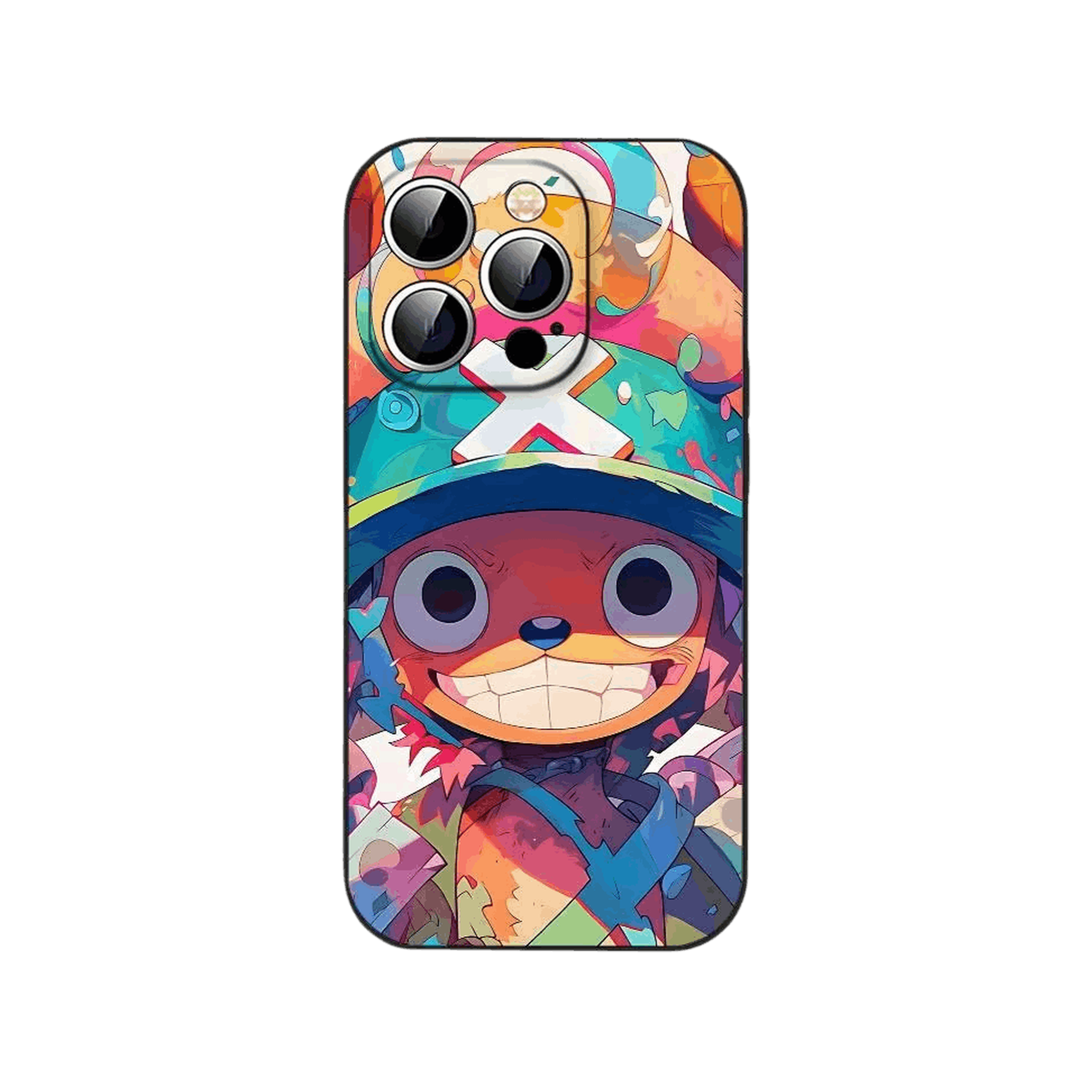 Coque iPhone One Piece illustrant Tony Tony Chopper en traitement pop art aux couleurs saturées