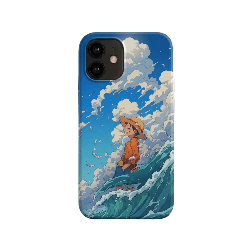 Coque iPhone One Piece jeune Luffy East Blue silicone givré