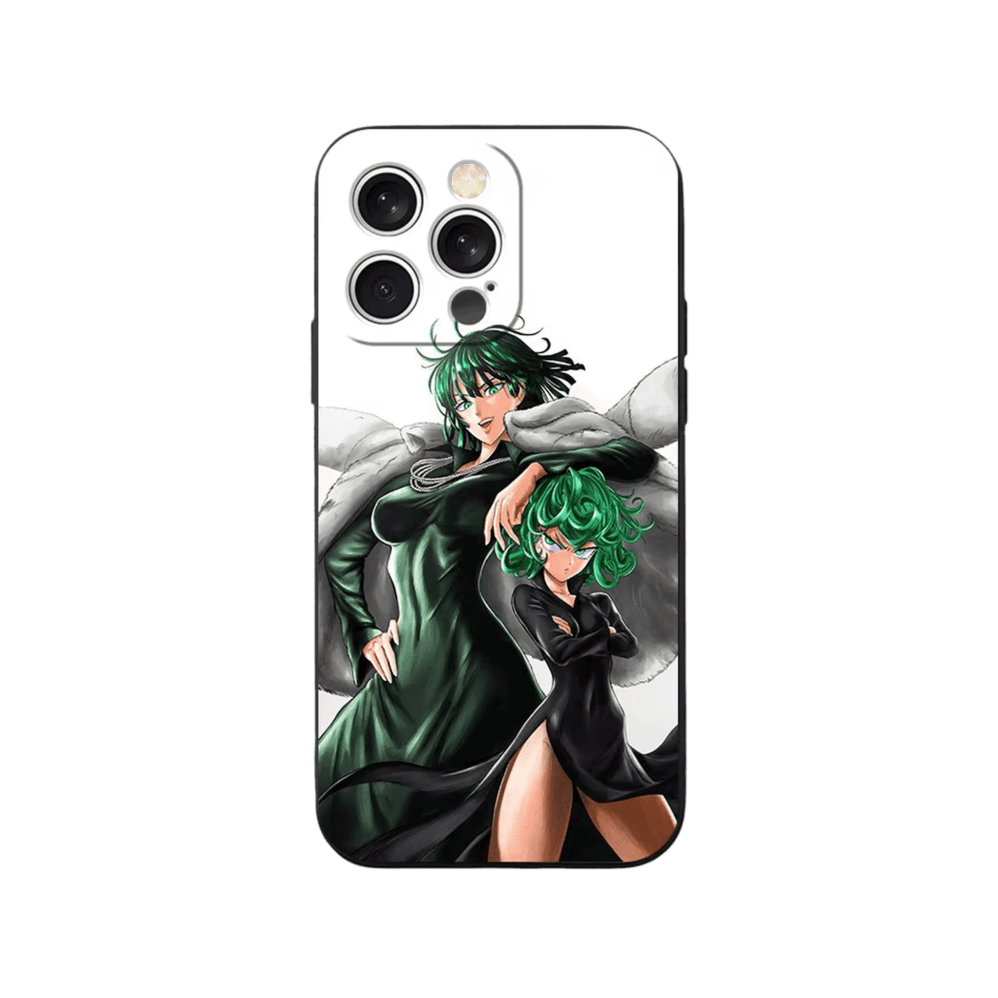 Coque iPhone One Punch Man – Les Deux Sœurs, dominante blanc et vert sombre