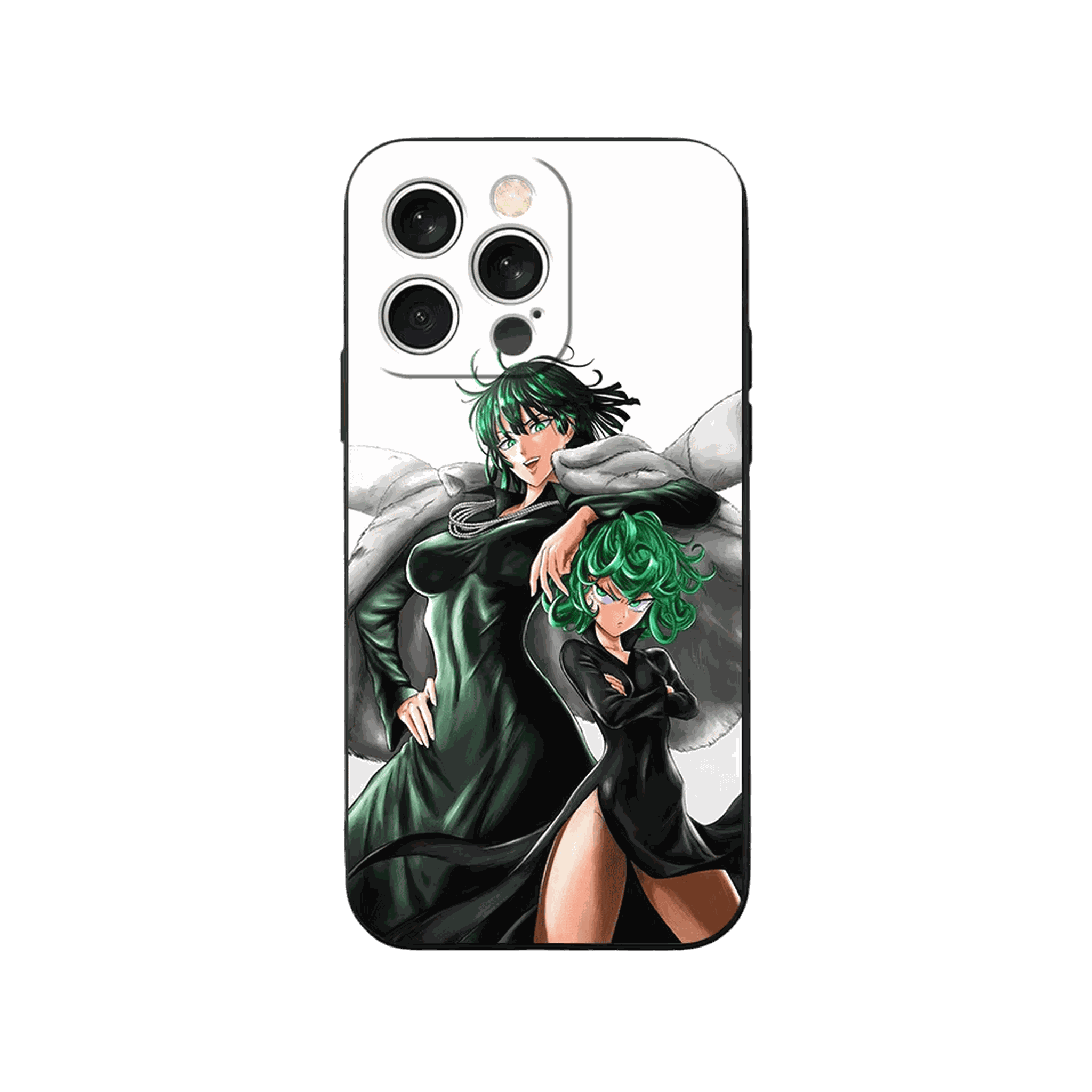 Coque iPhone One Punch Man – Les Deux Sœurs, dominante blanc et vert sombre