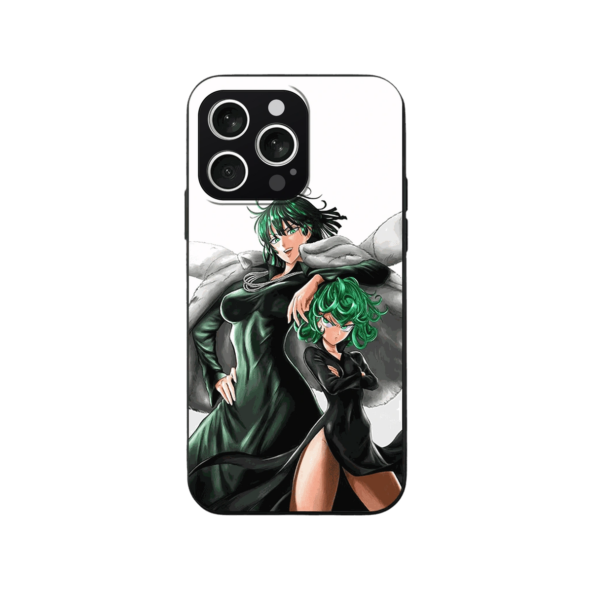 Coque iPhone One Punch Man – Les Deux Sœurs, dominante blanc et vert sombre