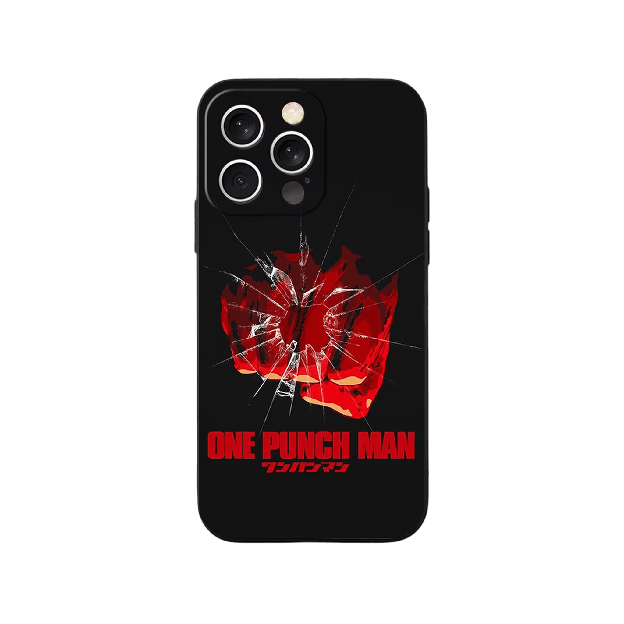 Coque iPhone One Punch Man – Le Poing à travers le Verre, dominante rouge et noir